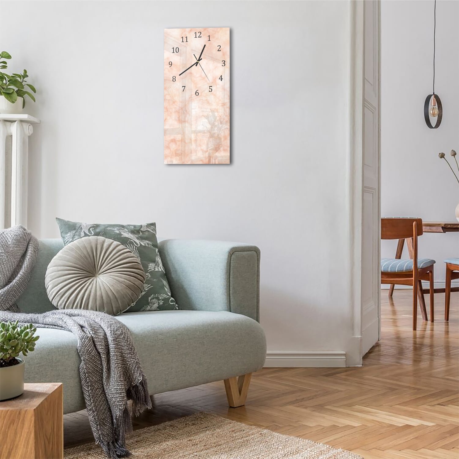 Wanduhr 30x60 - Pfirsichfarbener Marmor