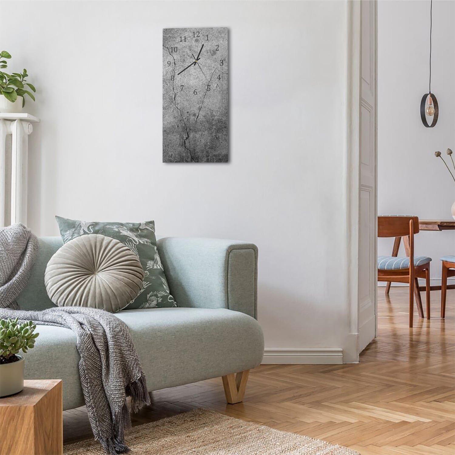 Wanduhr 30x60 - Beton mit Rissen