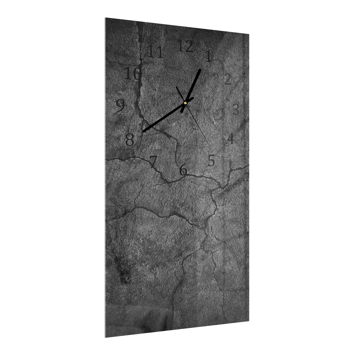 Wanduhr 30x60 - Schwarzer gerissener Beton