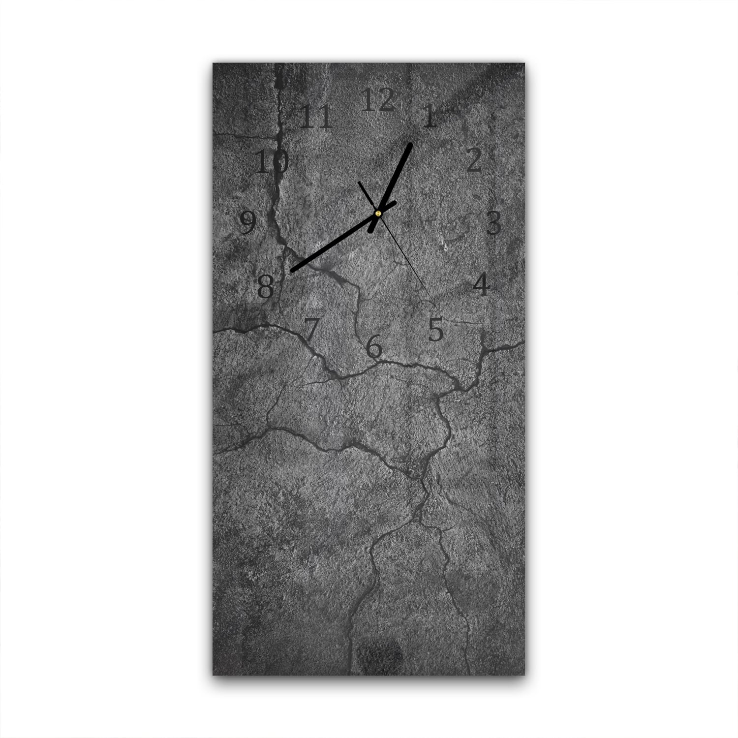 Wanduhr 30x60 - Schwarzer gerissener Beton