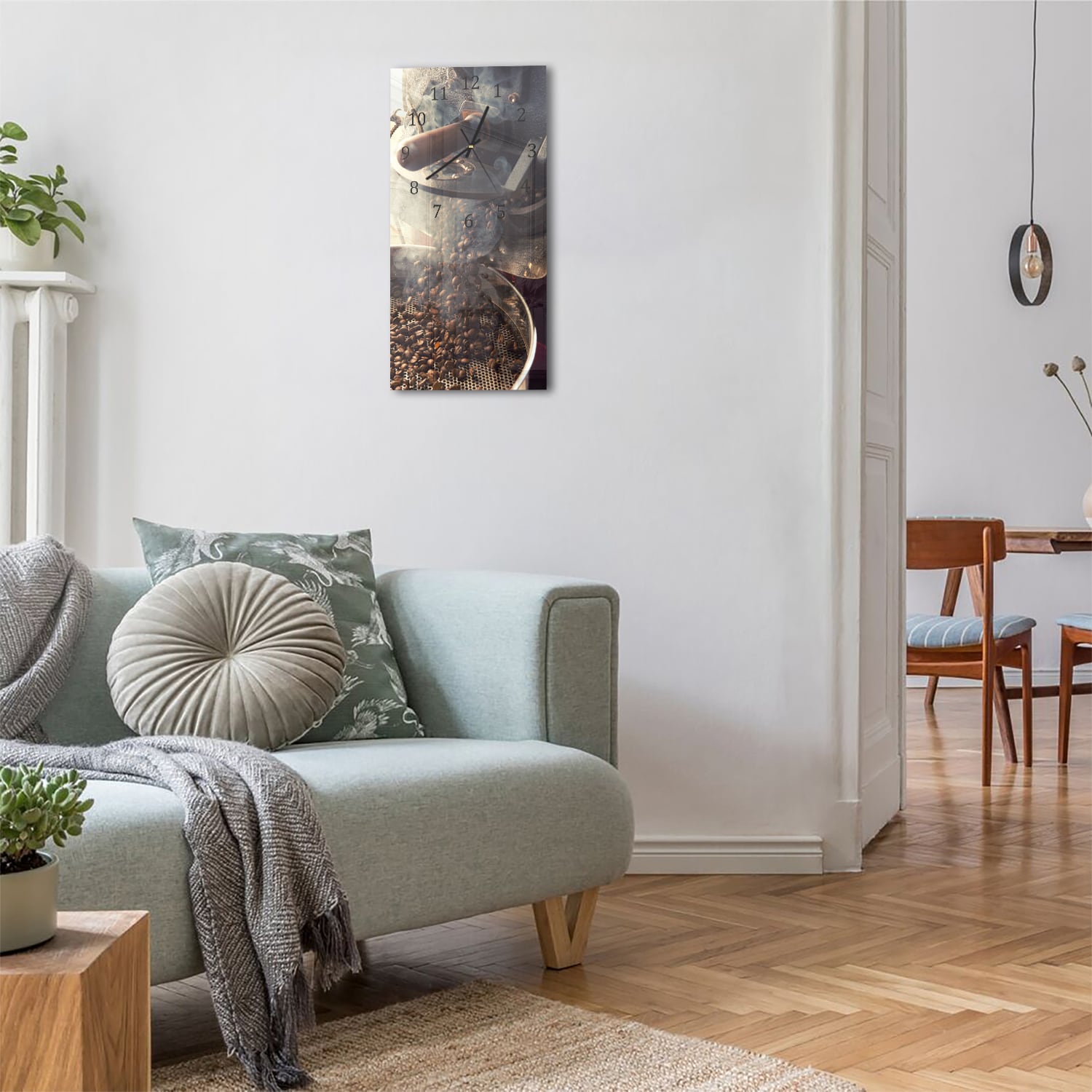 Wanduhr 30x60 - Frische Kaffeebohnen