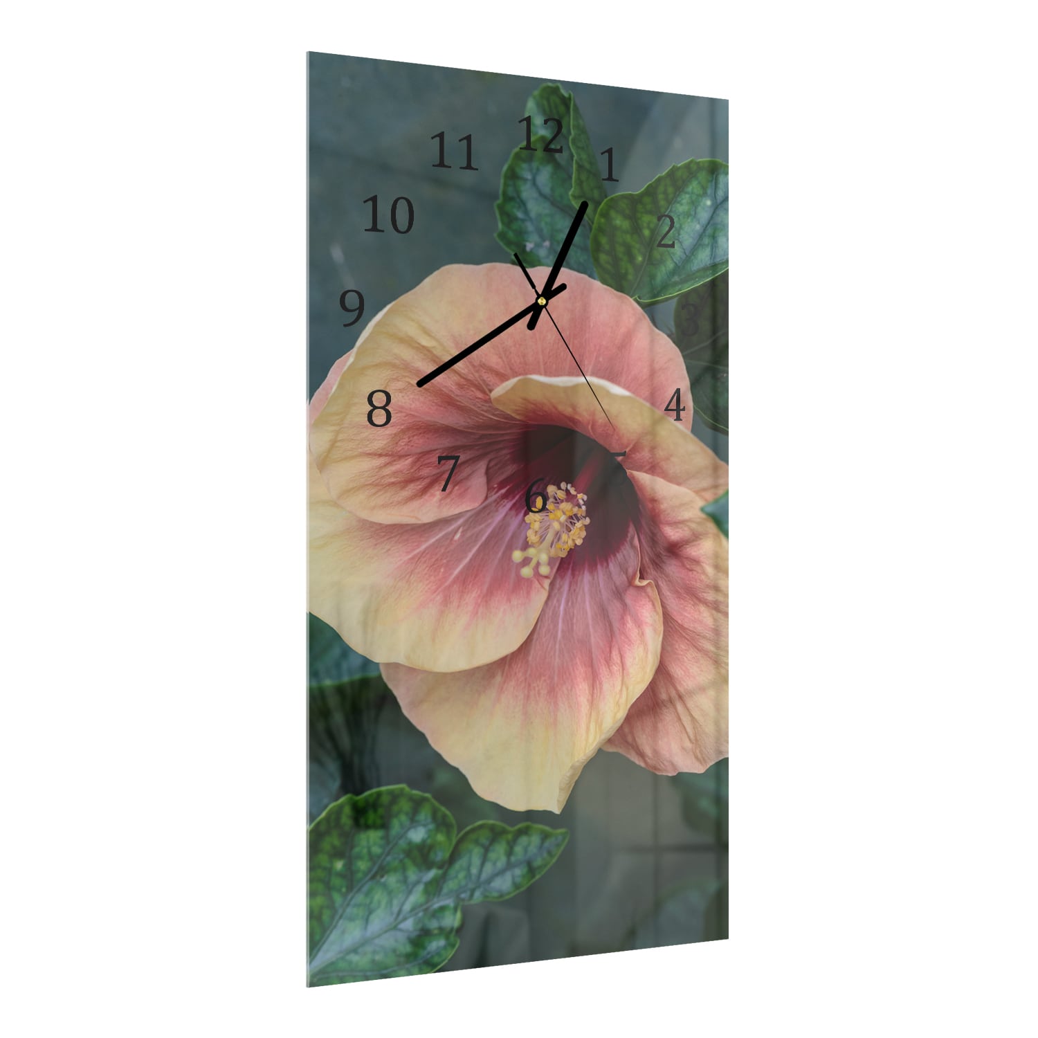 Wanduhr 30x60 - Tropische Hibiskus
