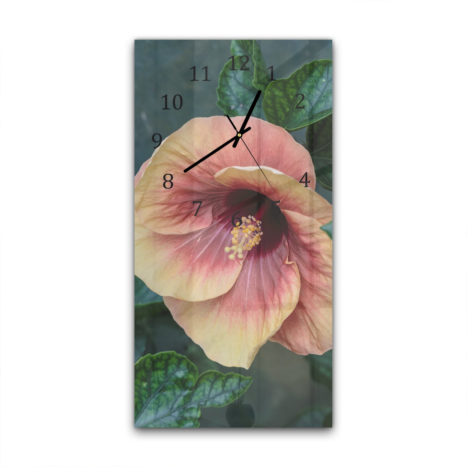 Wanduhr 30x60 - Tropische Hibiskus