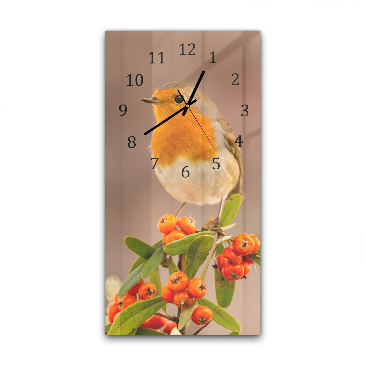 Wanduhr 30x60 - Rotkehlchen