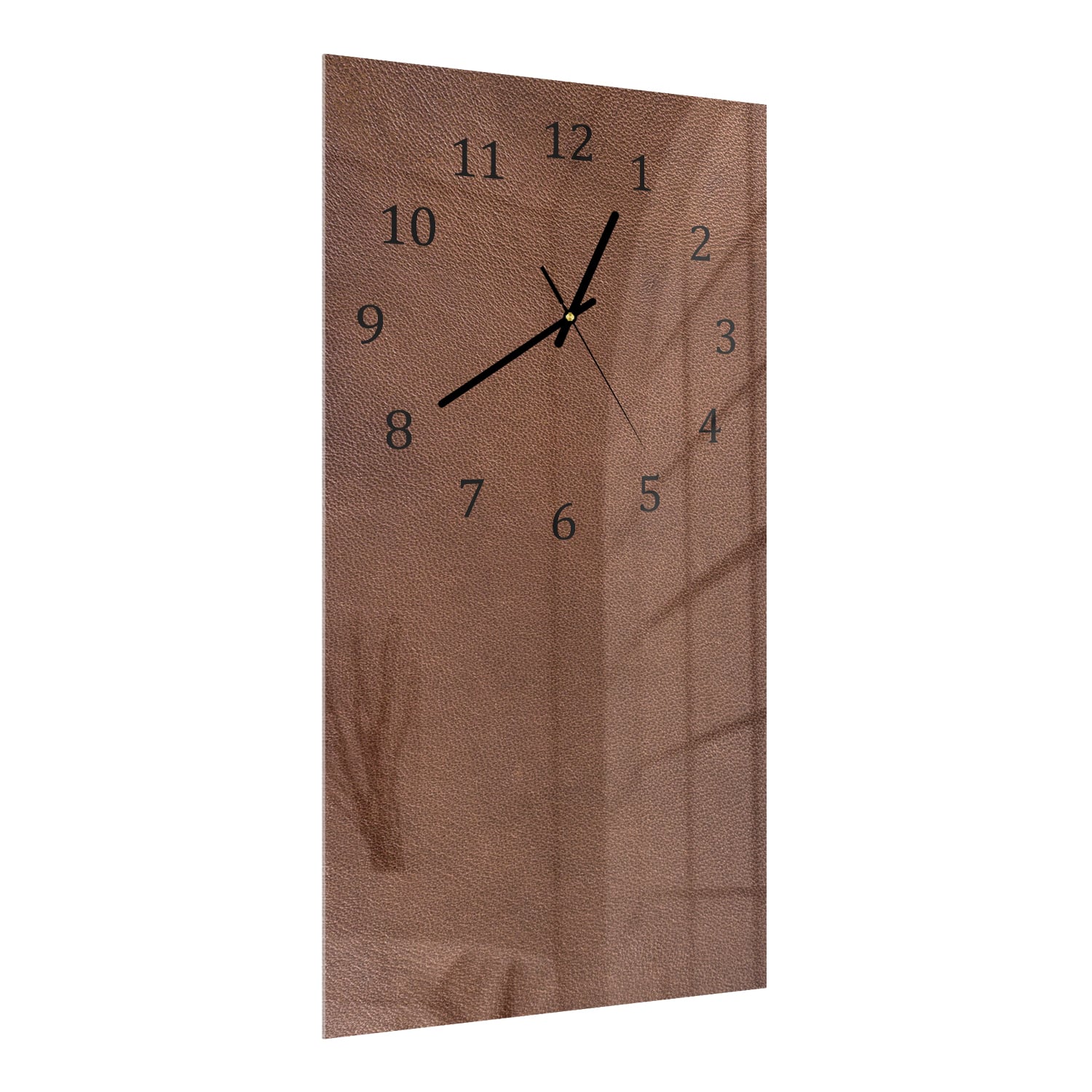 Wanduhr 30x60 - Braunes Leder