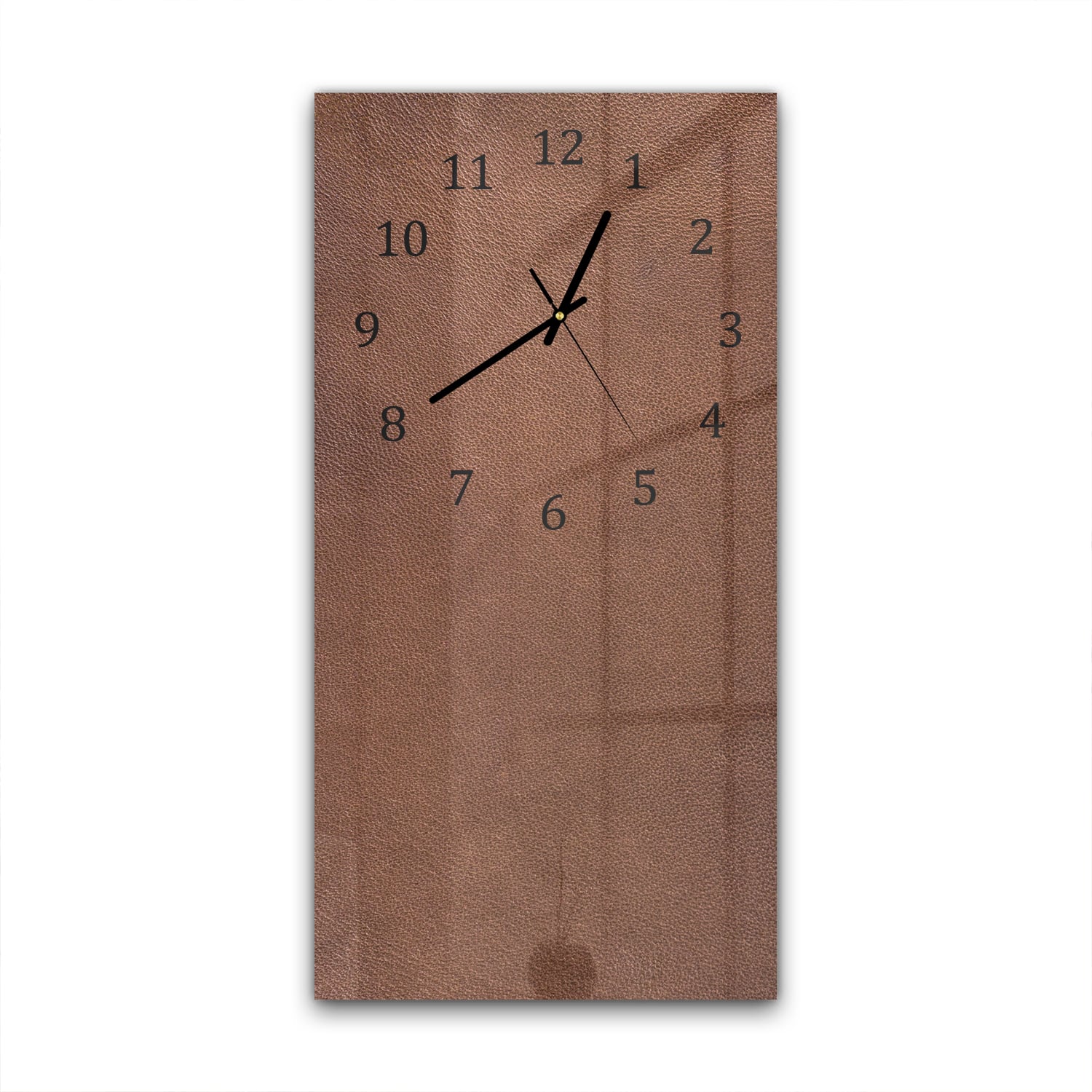 Wanduhr 30x60 - Braunes Leder