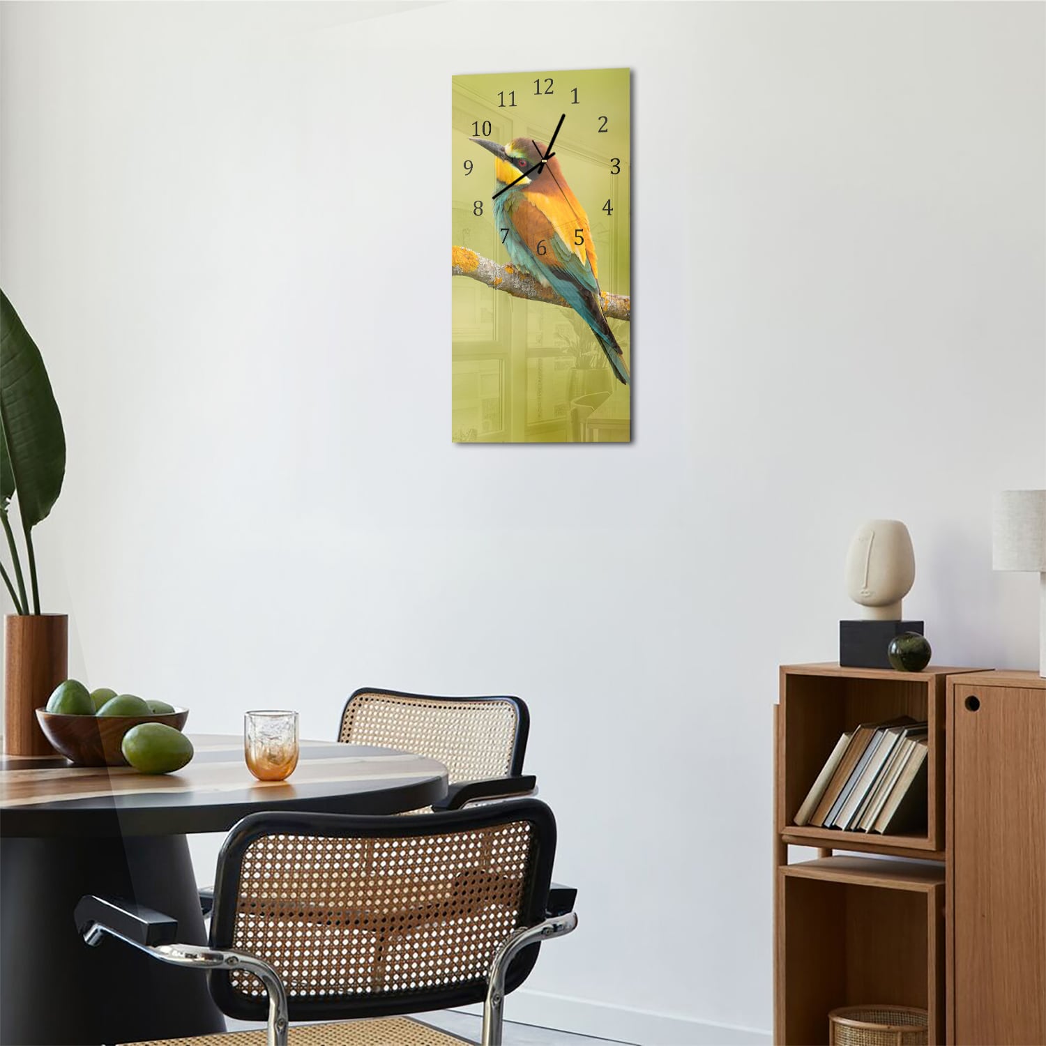 Wanduhr 30x60 - Bunter Vogel