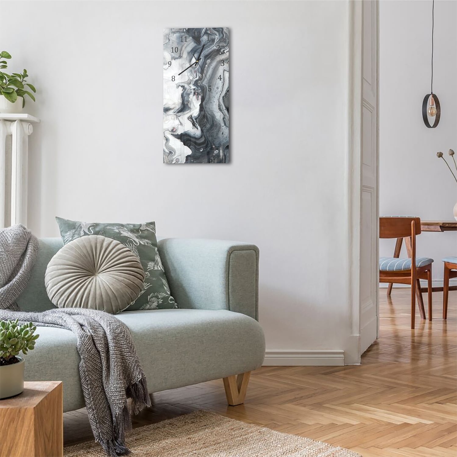 Wanduhr 30x60 - Marmor-Wellenmuster