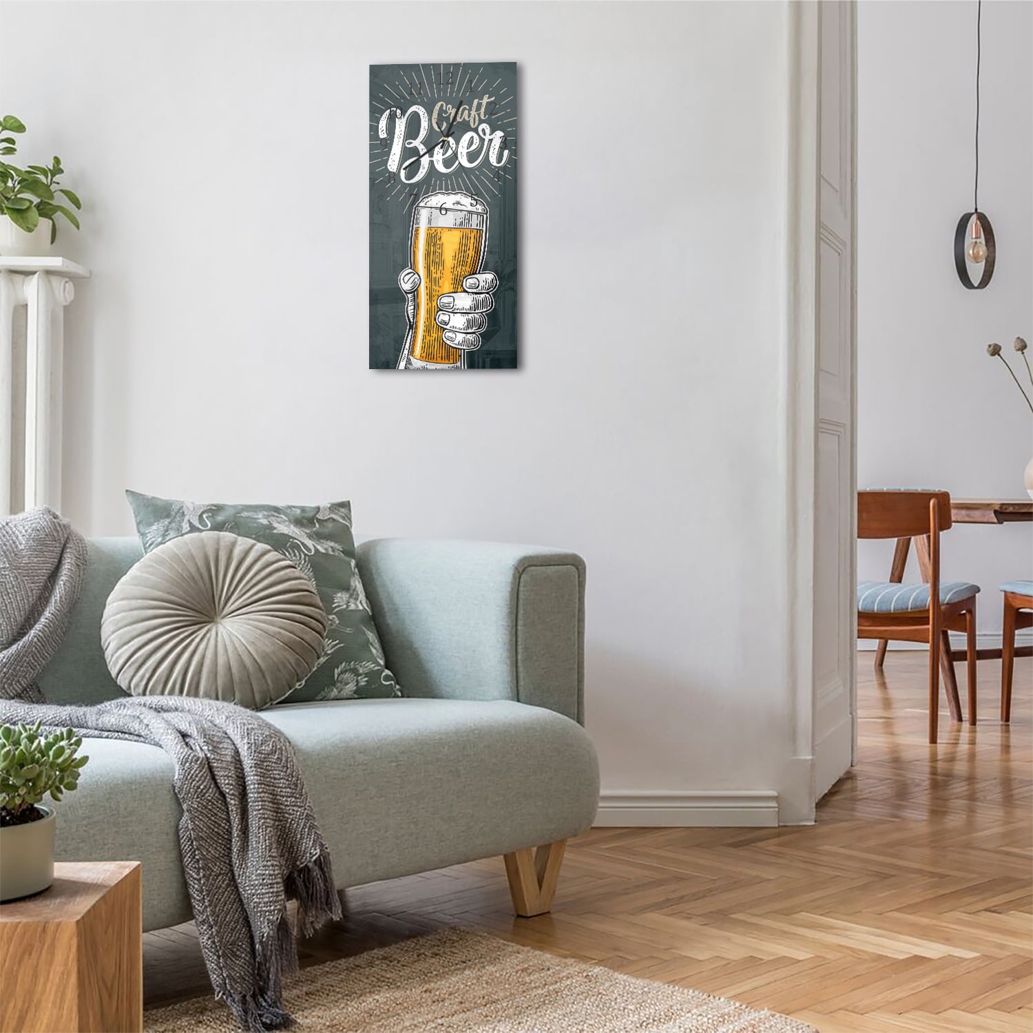 Wanduhr 30x60 - Bierglas-Design