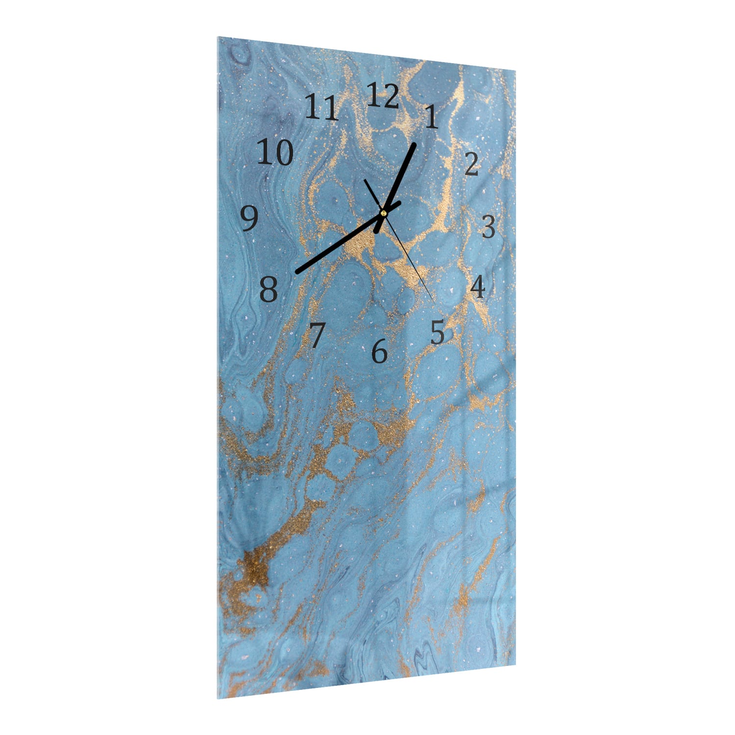 Wanduhr 30x60 - Gold-blauer Marmor