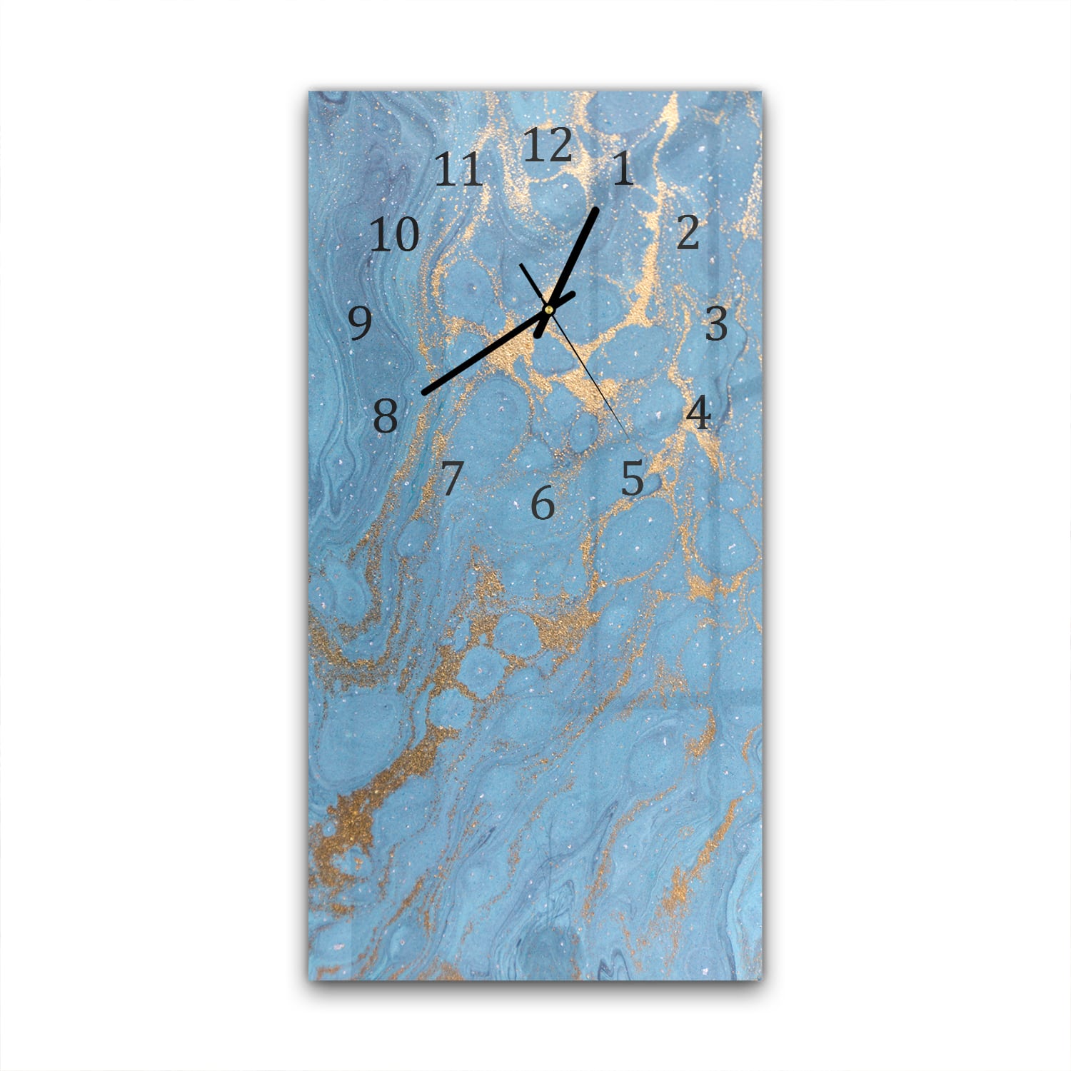 Wanduhr 30x60 - Gold-blauer Marmor