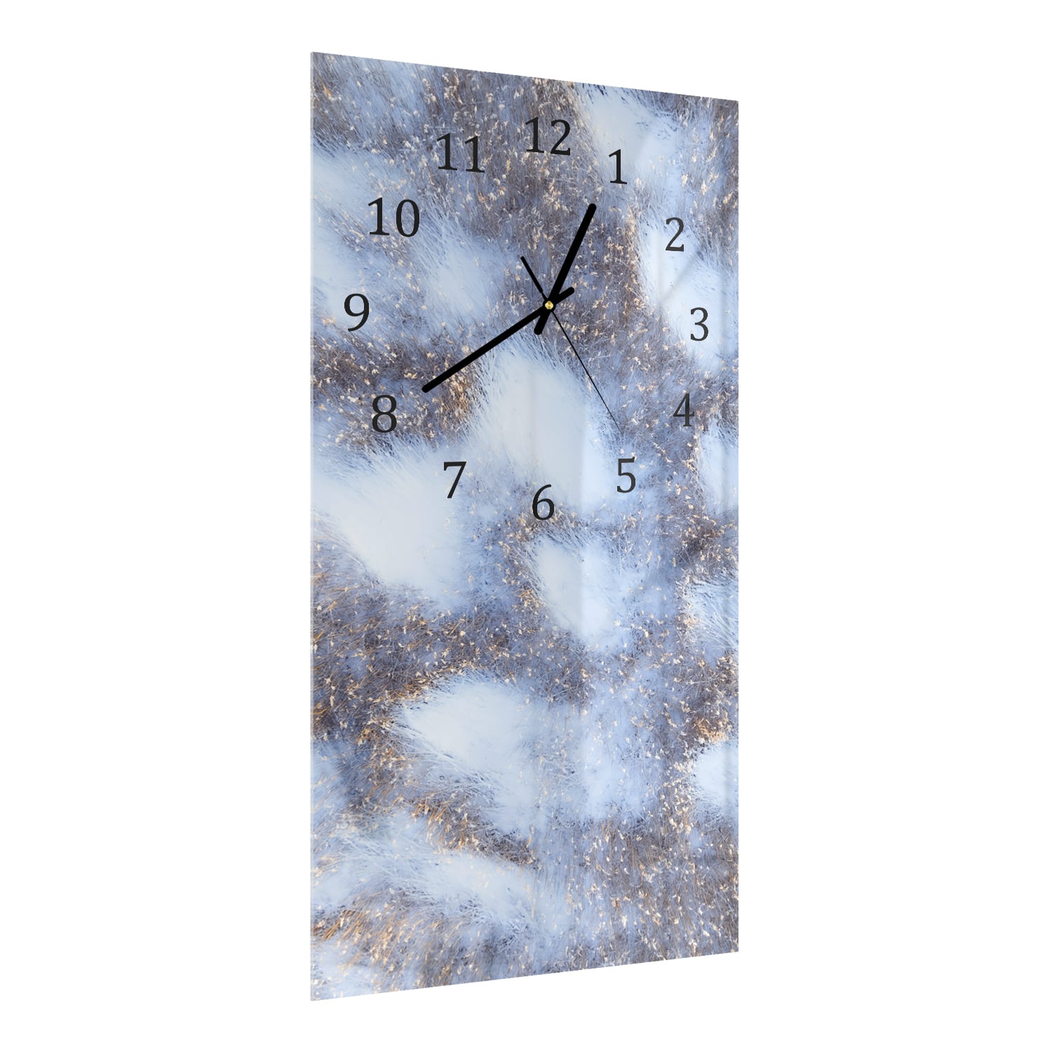 Wanduhr 30x60 - Gefrorene Wiesenlandschaft
