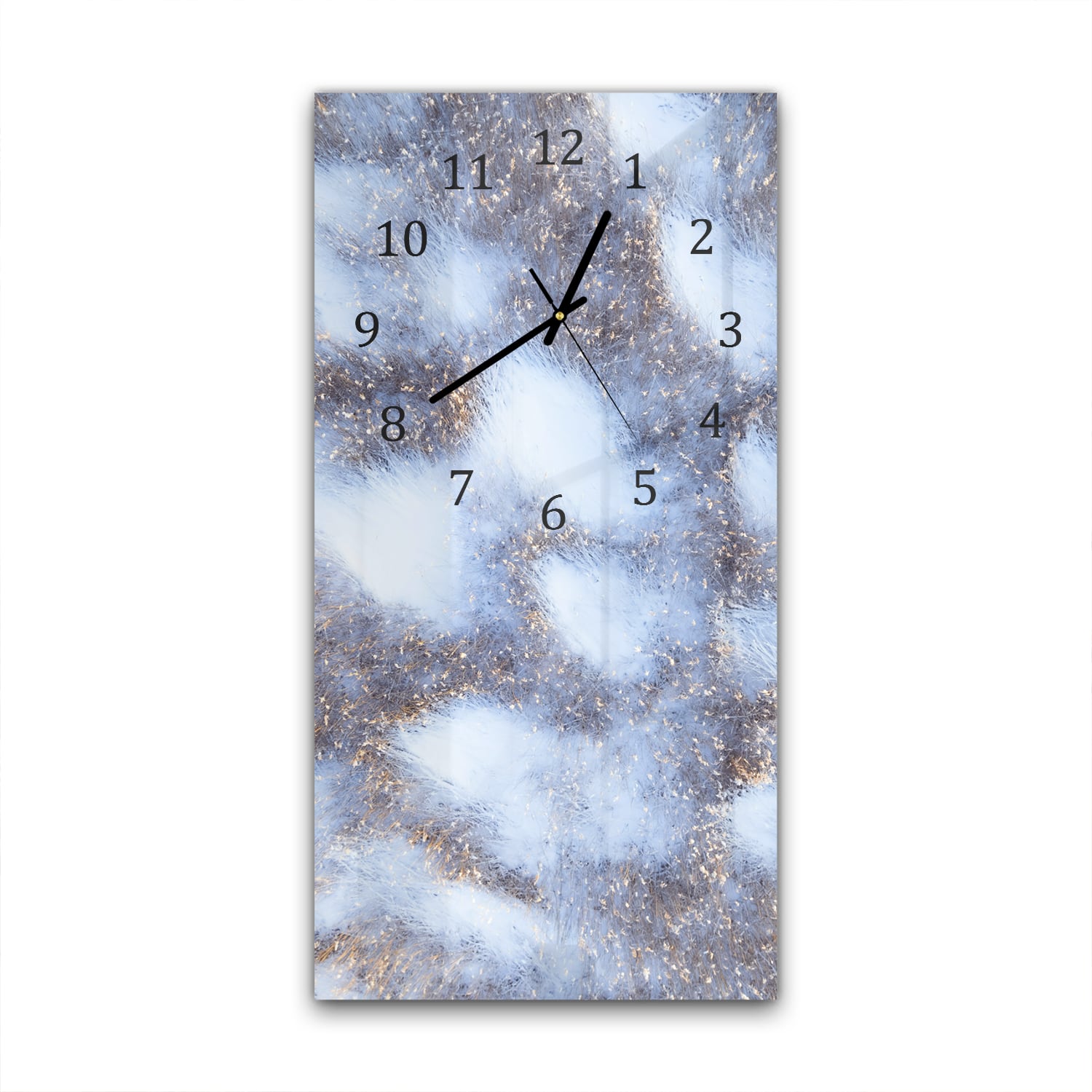 Wanduhr 30x60 - Gefrorene Wiesenlandschaft