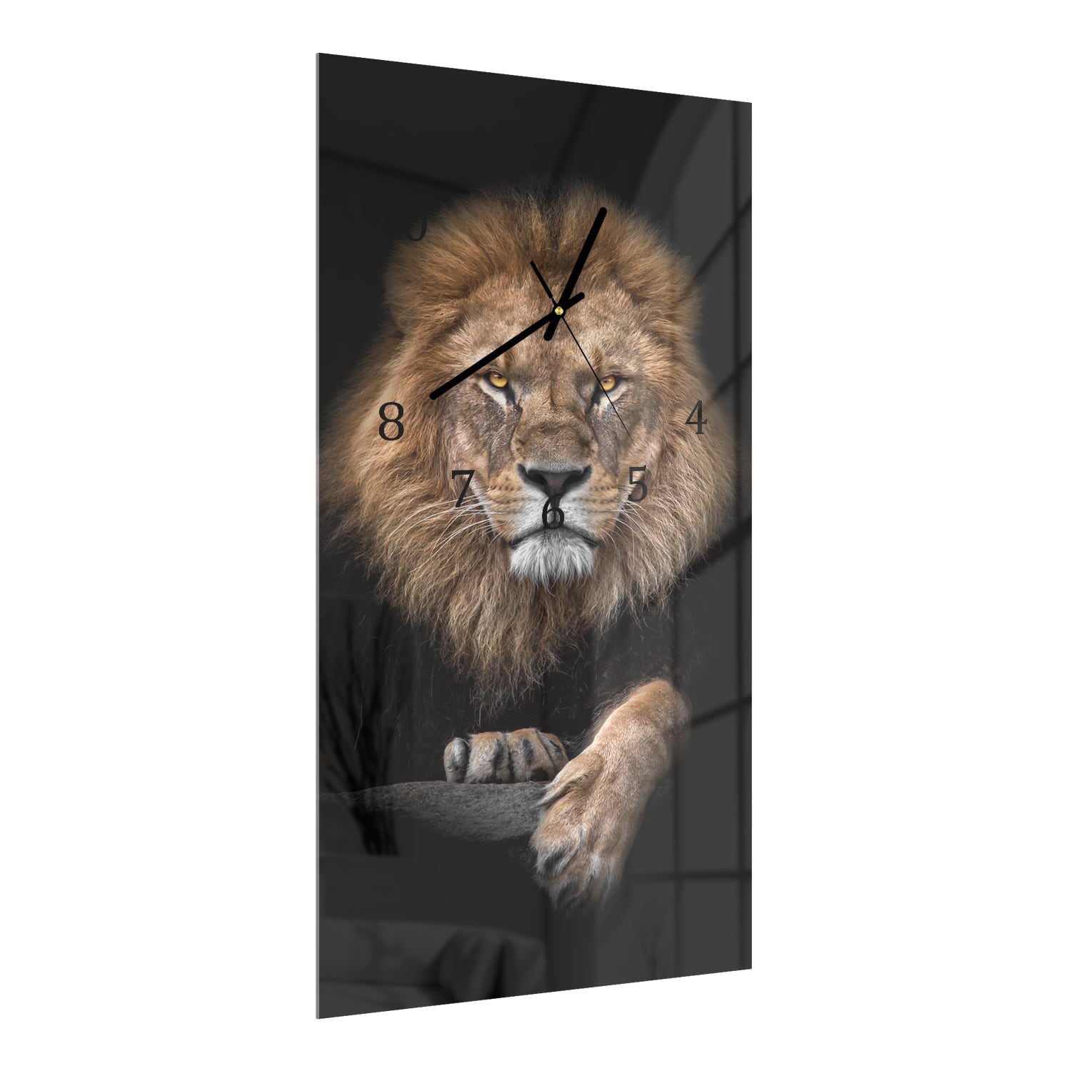 Wanduhr 30x60 - Löwe im Dunkeln