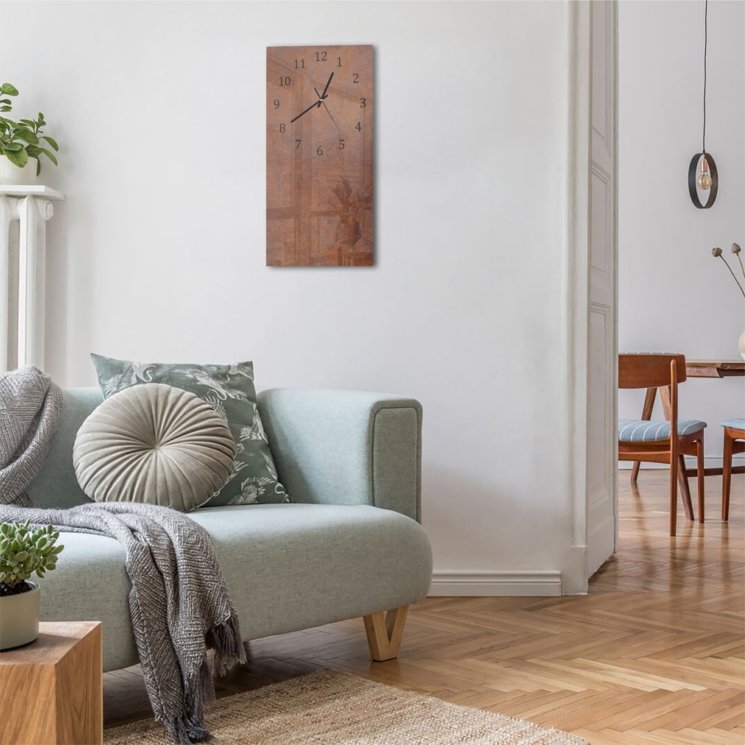 Wanduhr 30x60 - Rost-Textur