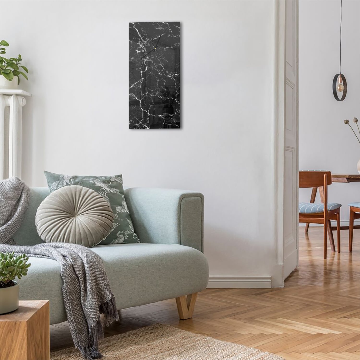 Wanduhr 30x60 - Nachtmarmor