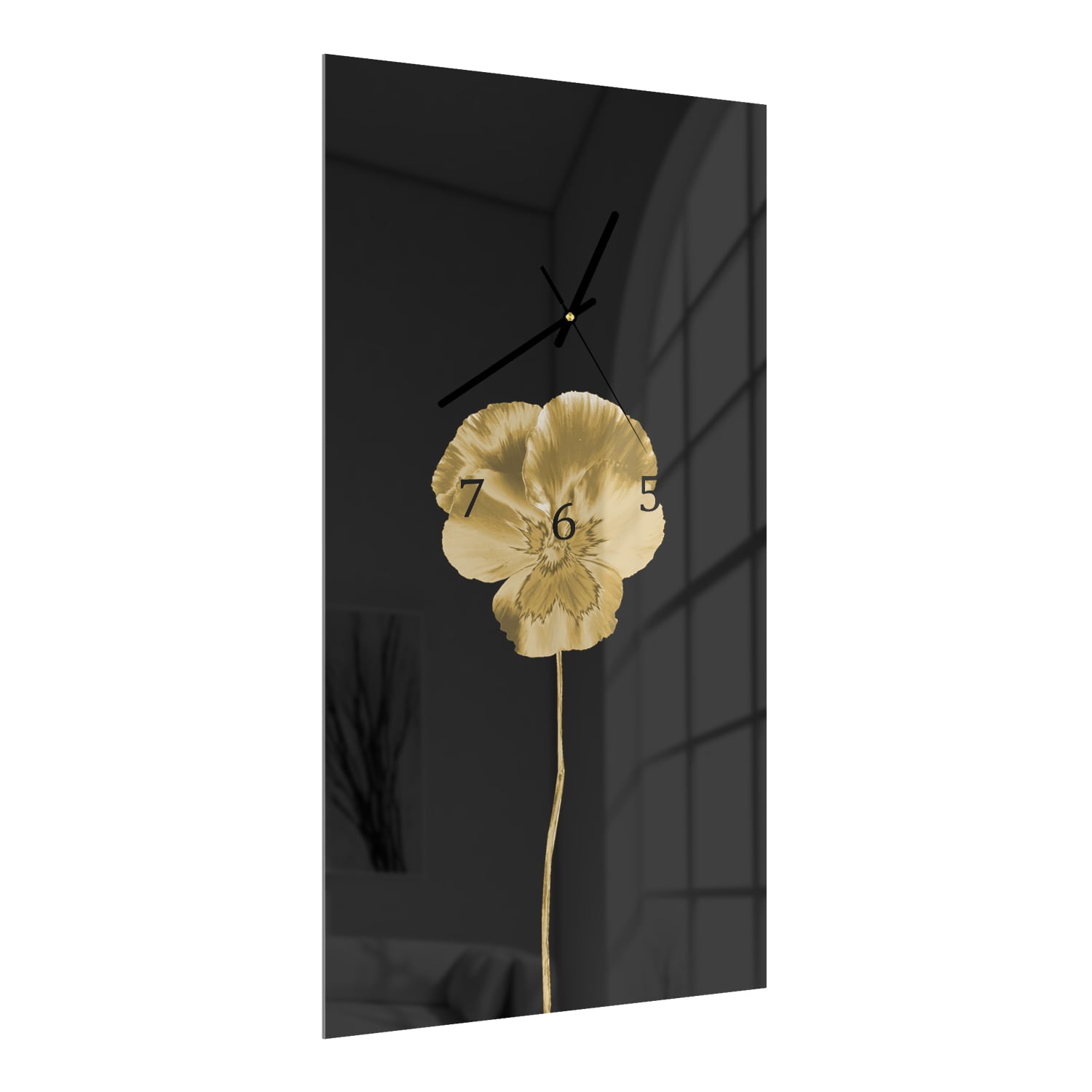 Wanduhr 30x60 - Goldenes Veilchen