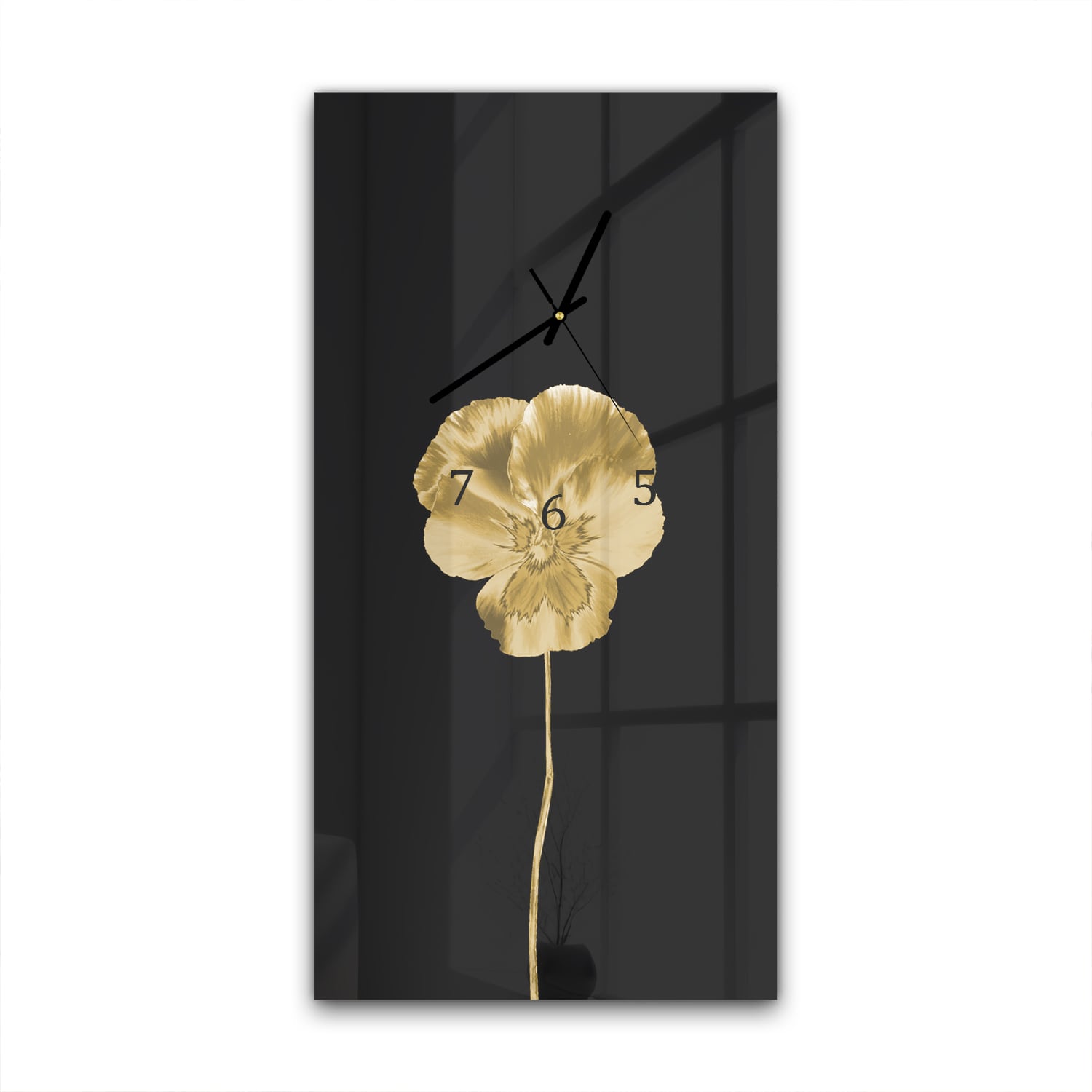 Wanduhr 30x60 - Goldenes Veilchen