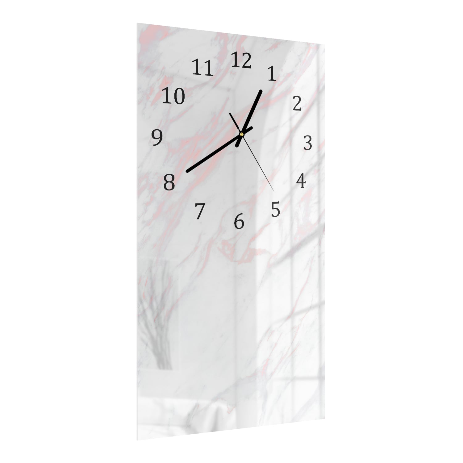 Wanduhr 30x60 - Rosa-weißer Marmor