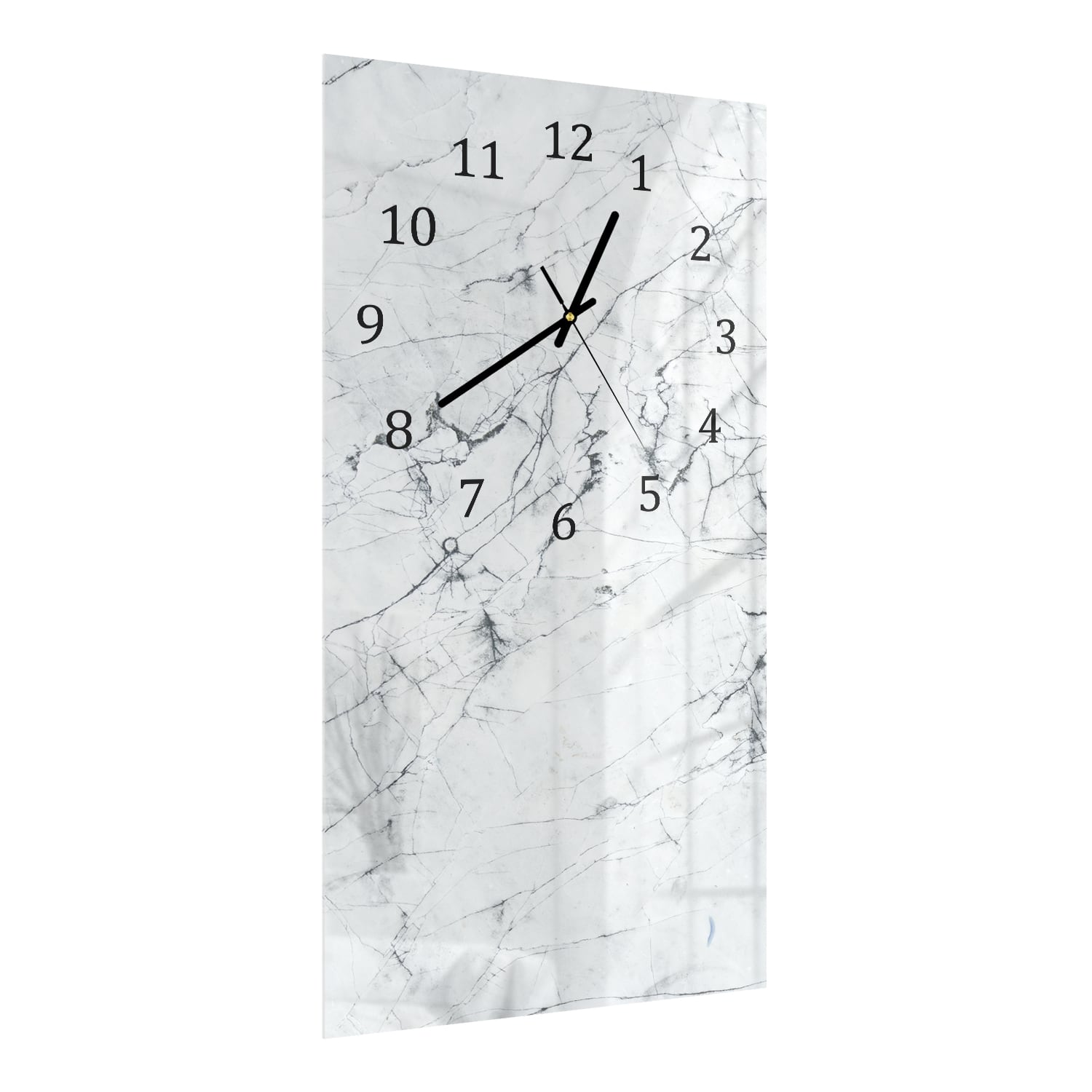 Wanduhr 30x60 - Schwarz-weißer Marmor