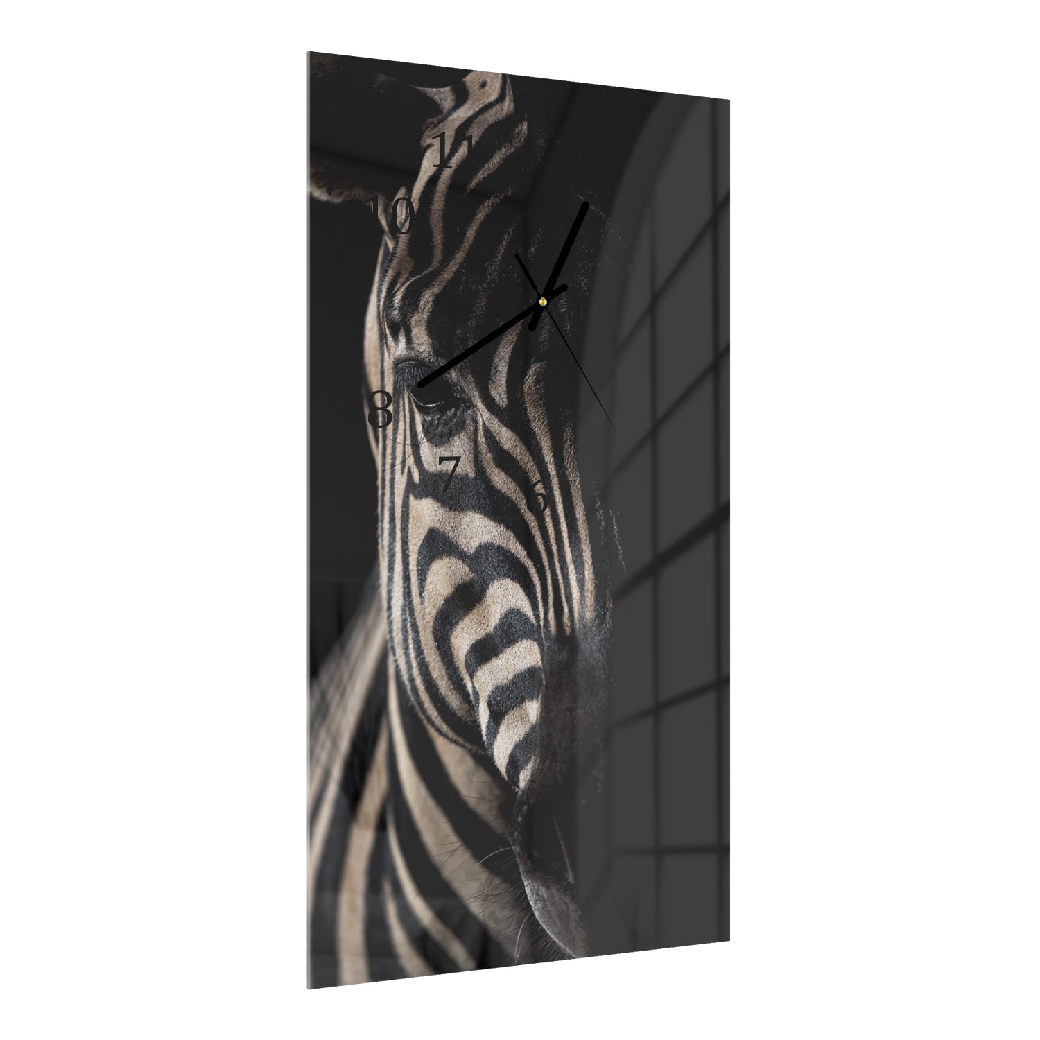 Wanduhr 30x60 - Zebra im Dunkeln