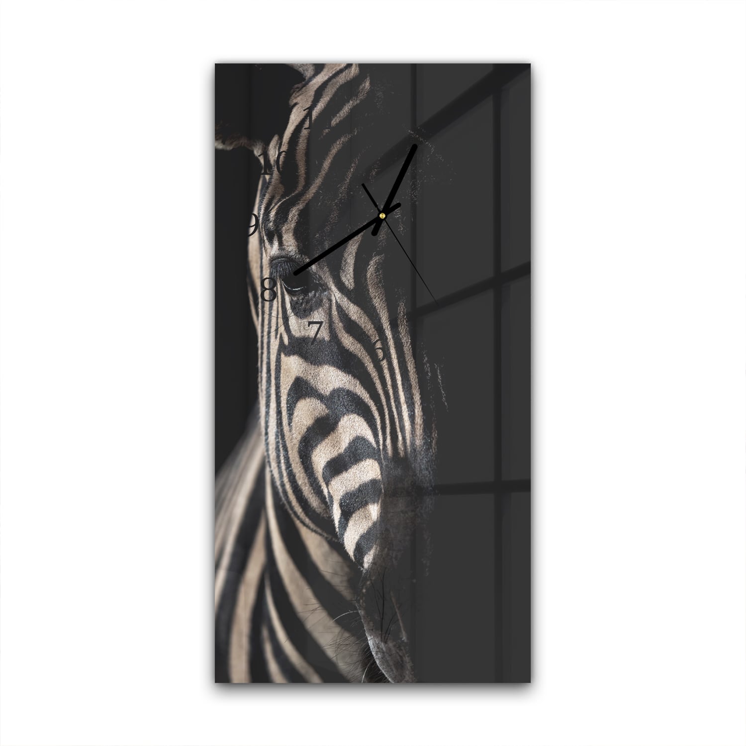 Wanduhr 30x60 - Zebra im Dunkeln