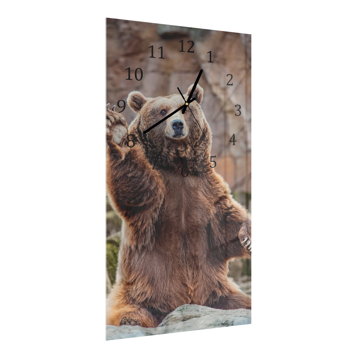 Wanduhr 30x60 - Winkender Bär