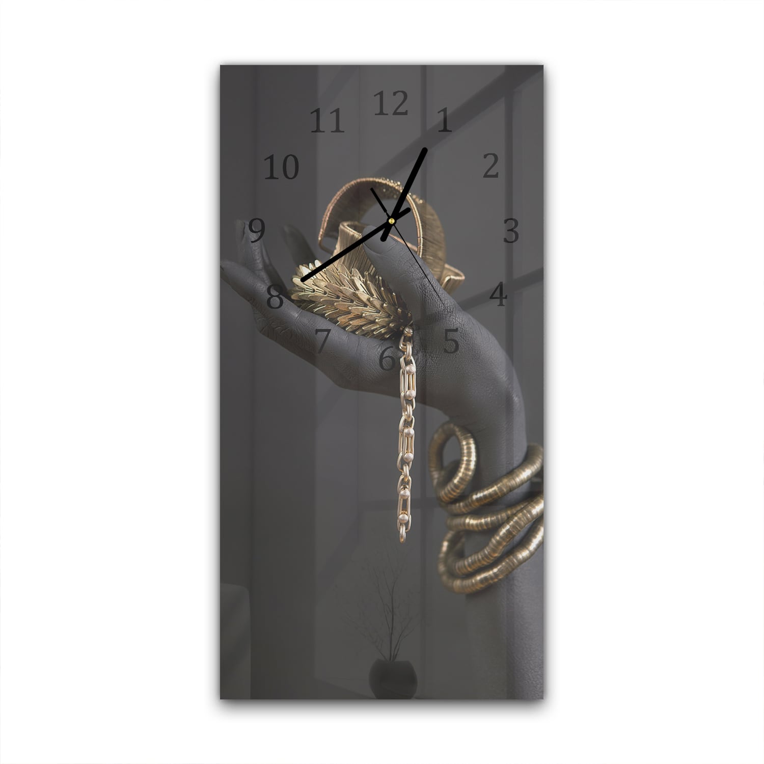 Wanduhr 30x60 - Goldschmuck in der Hand