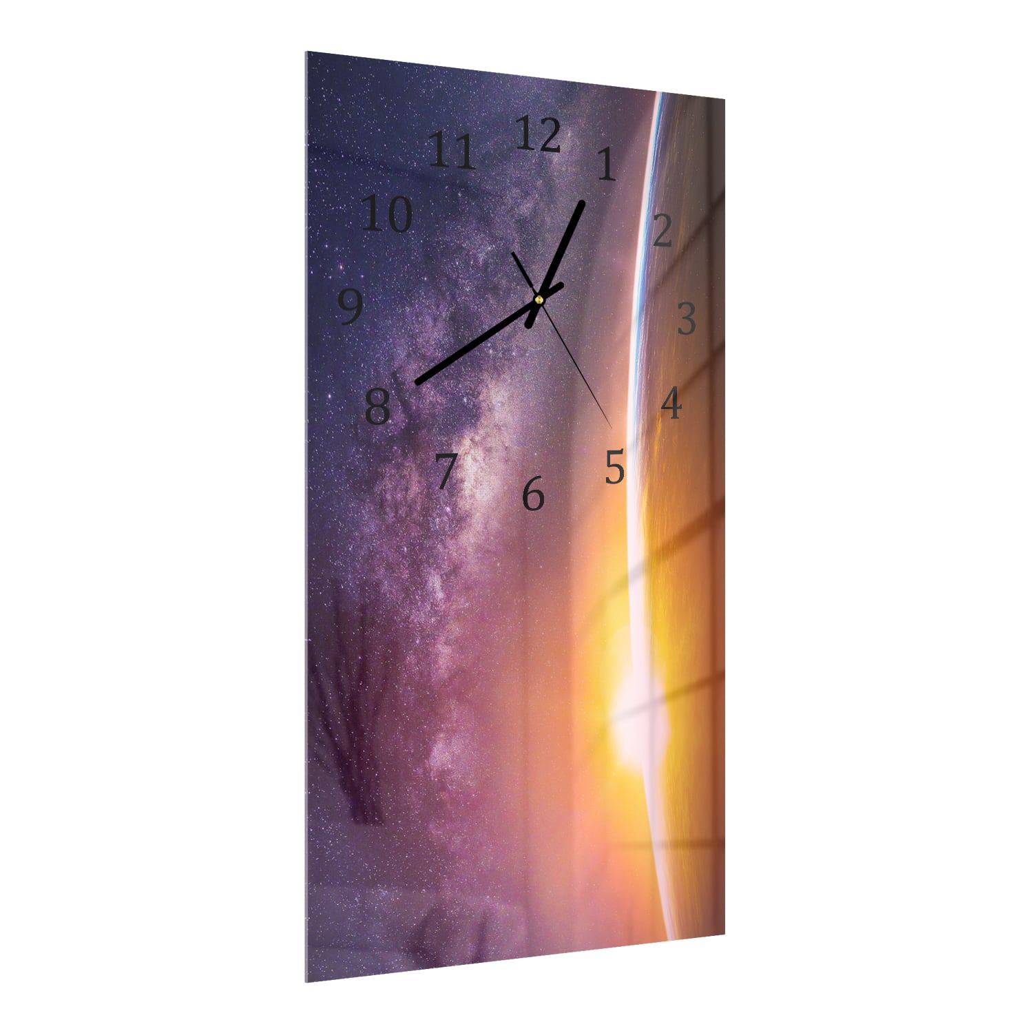 Wanduhr 30x60 - Landschaft mit Milchstraße