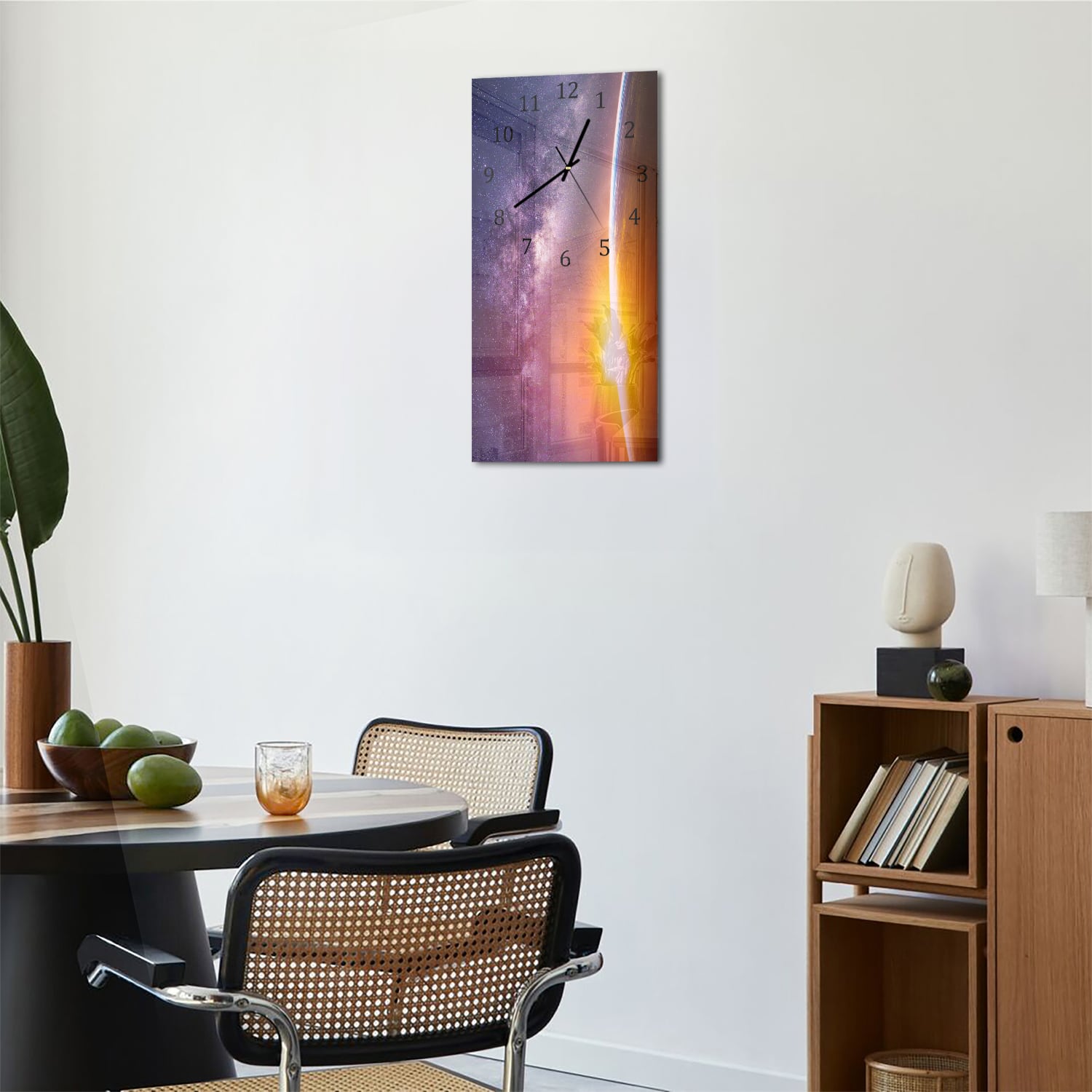 Wanduhr 30x60 - Landschaft mit Milchstraße