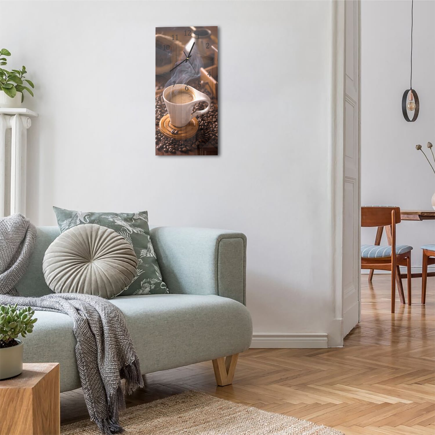 Wanduhr 30x60 - Warme Tasse Kaffee