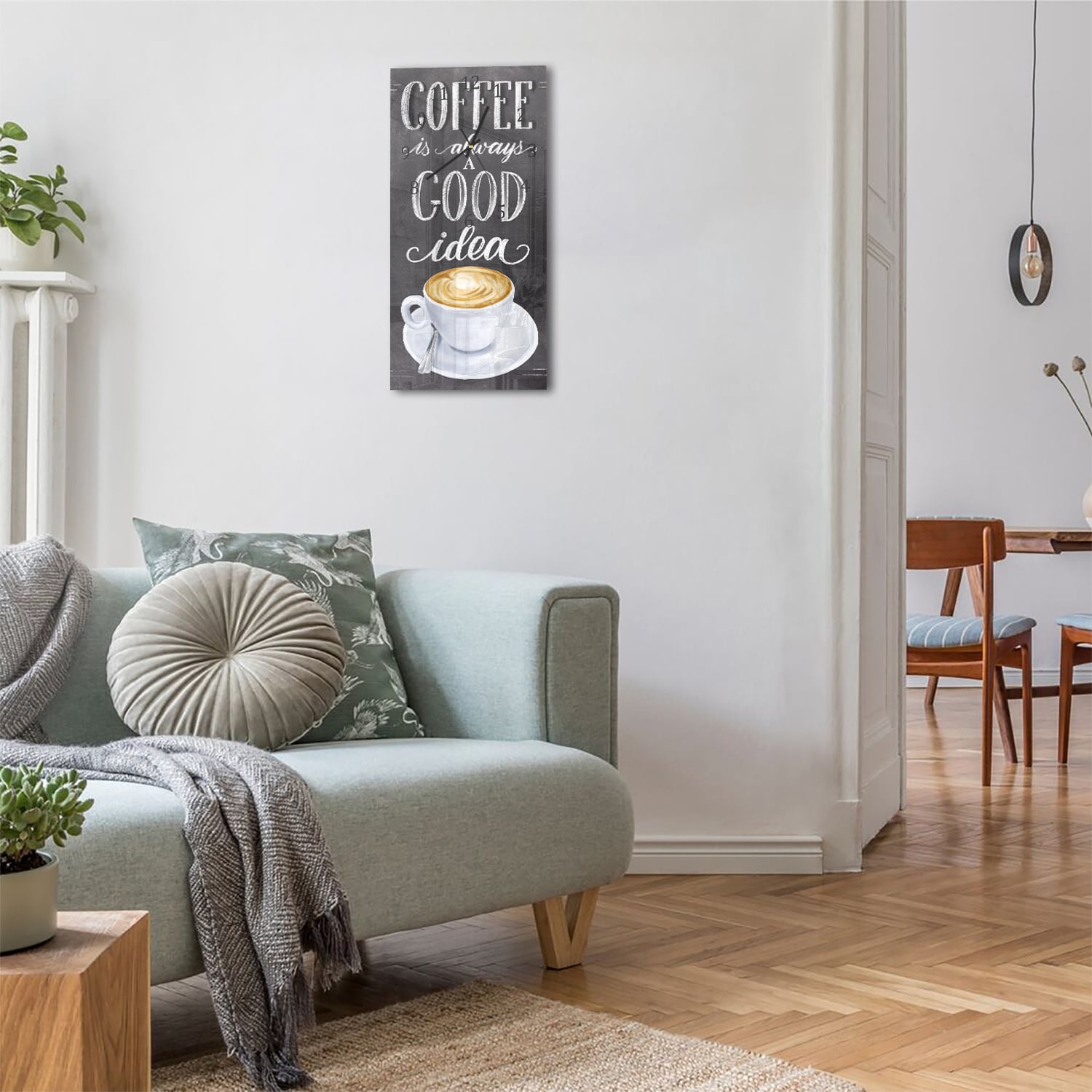 Wanduhr 30x60 - Kaffee-Spruch