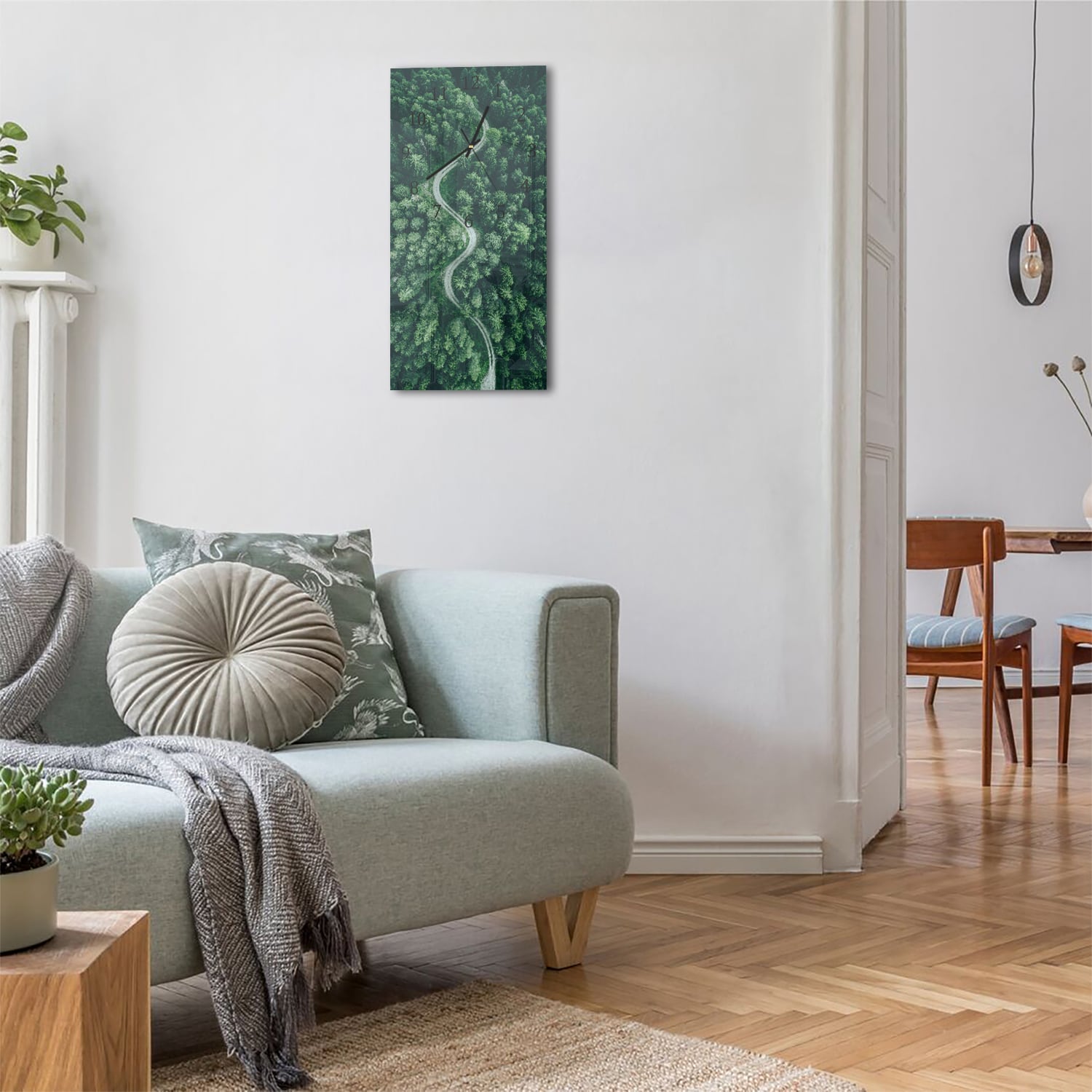 Wanduhr 30x60 - Waldstraße von oben