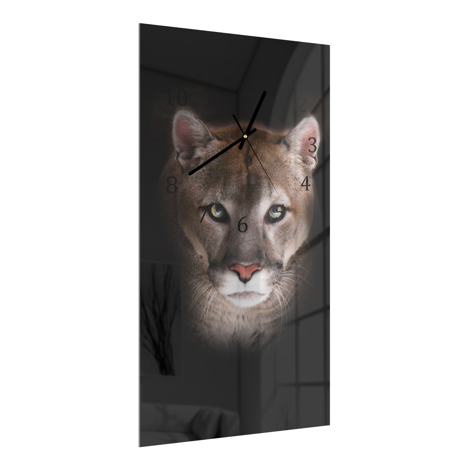 Wanduhr 30x60 - Puma im Dunkeln