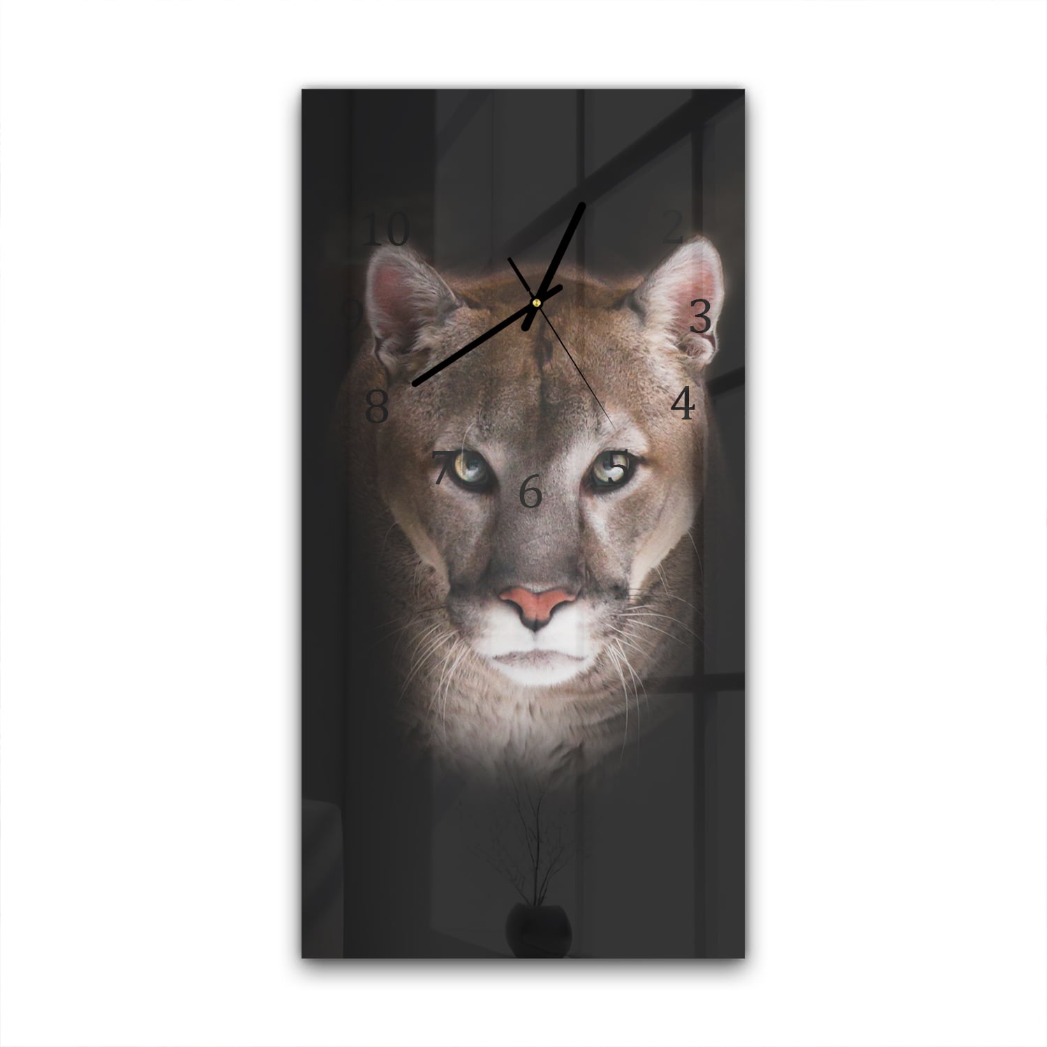 Wanduhr 30x60 - Puma im Dunkeln