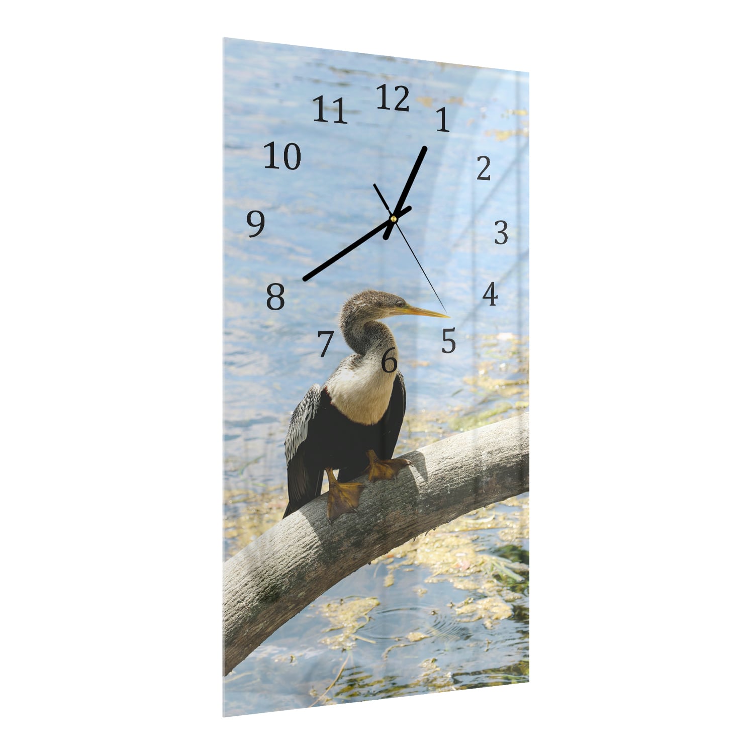 Wanduhr 30x60 - Vogel am Ufer