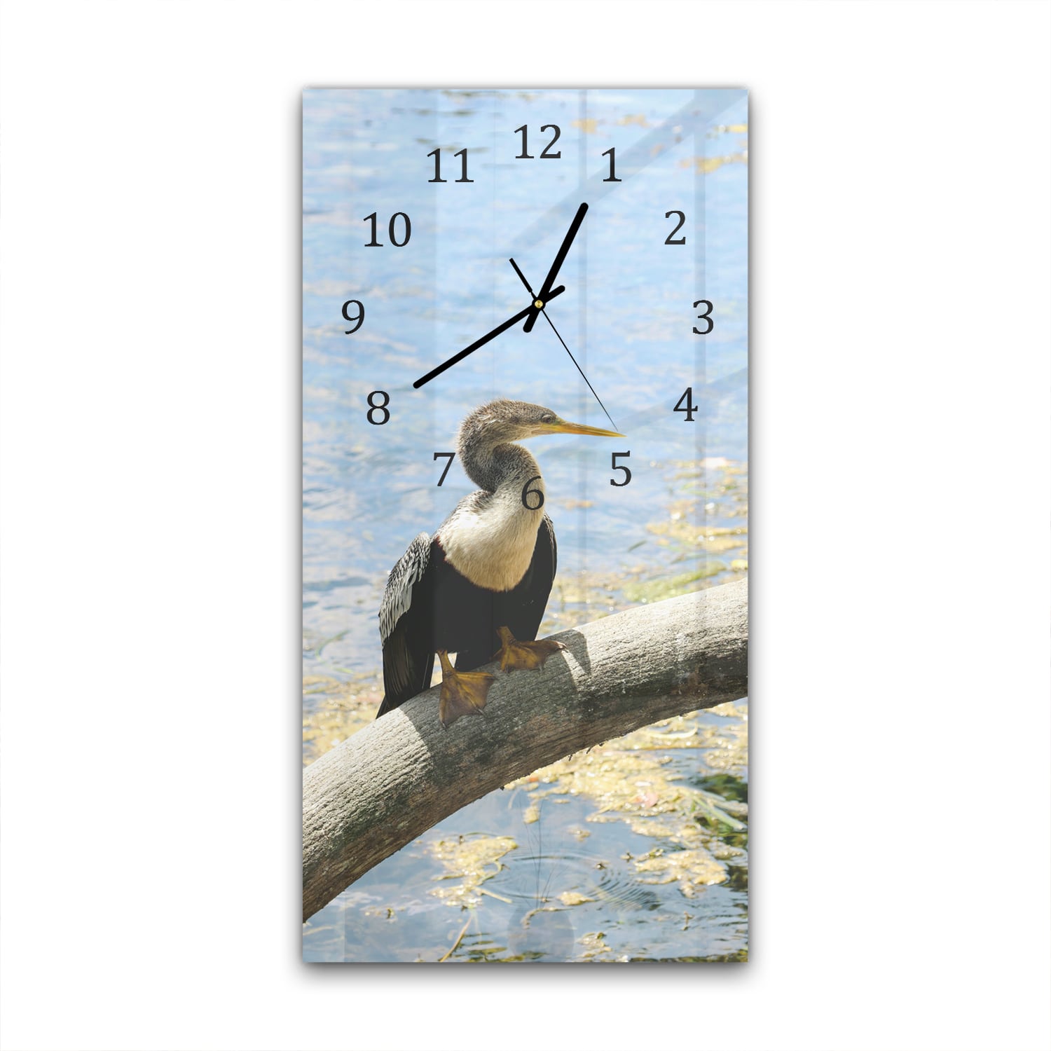Wanduhr 30x60 - Vogel am Ufer