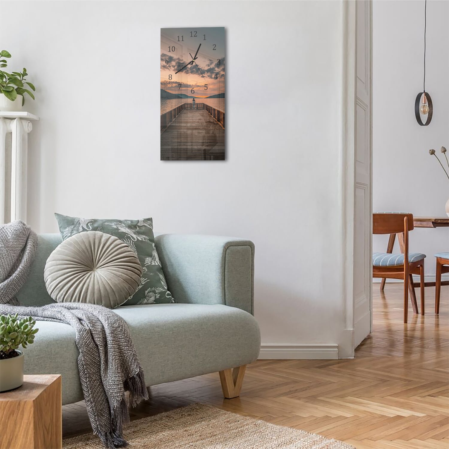 Wanduhr 30x60 - Steg am See