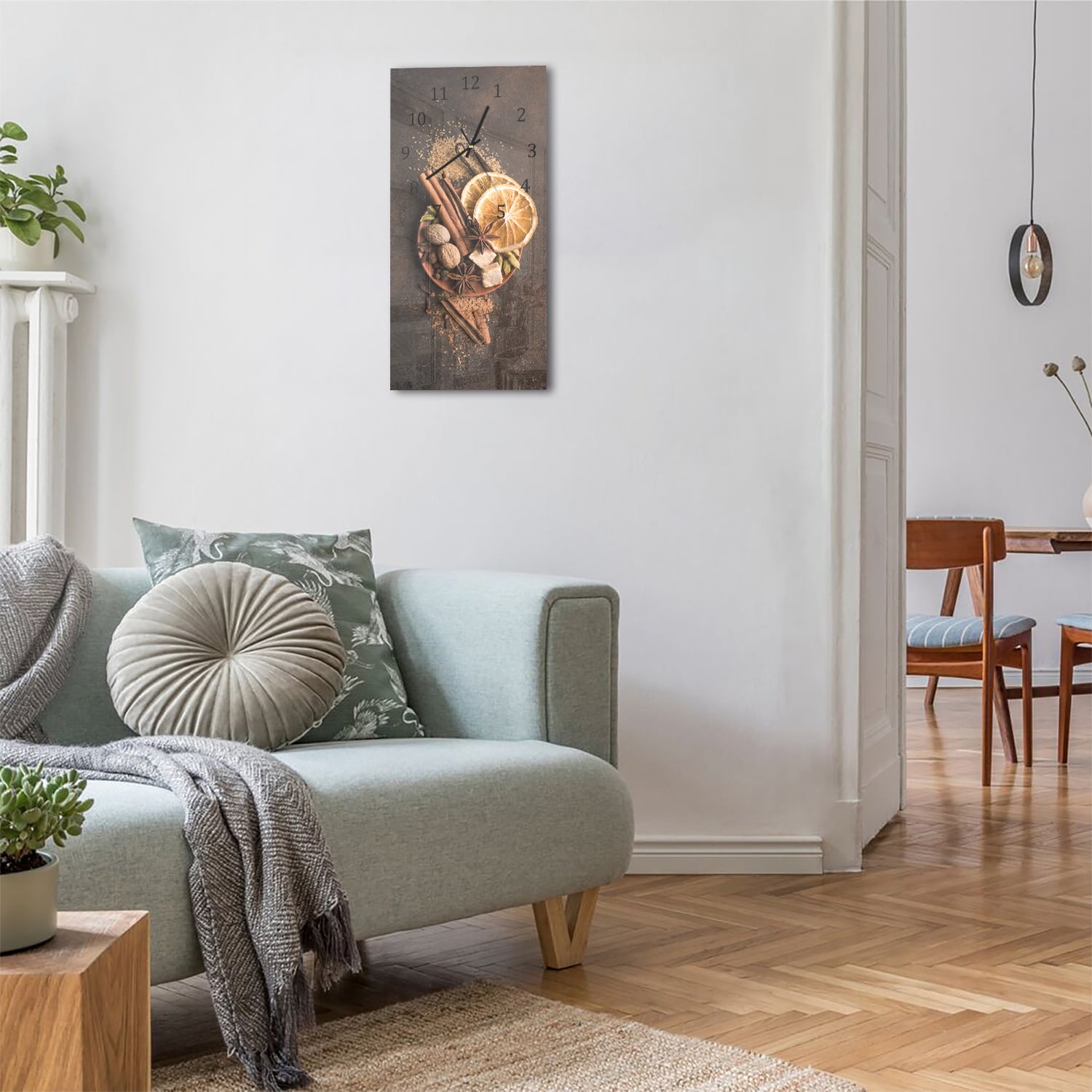 Wanduhr 30x60 - Zimt & Zitrus