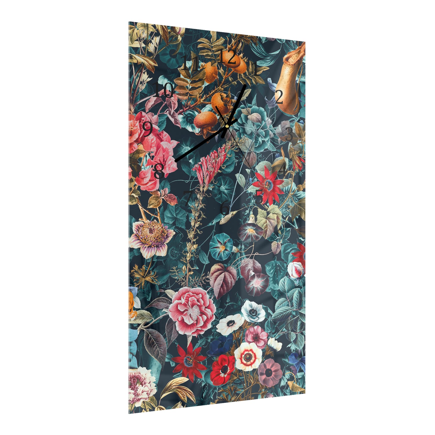 Wanduhr 30x60 - Blumenmuster