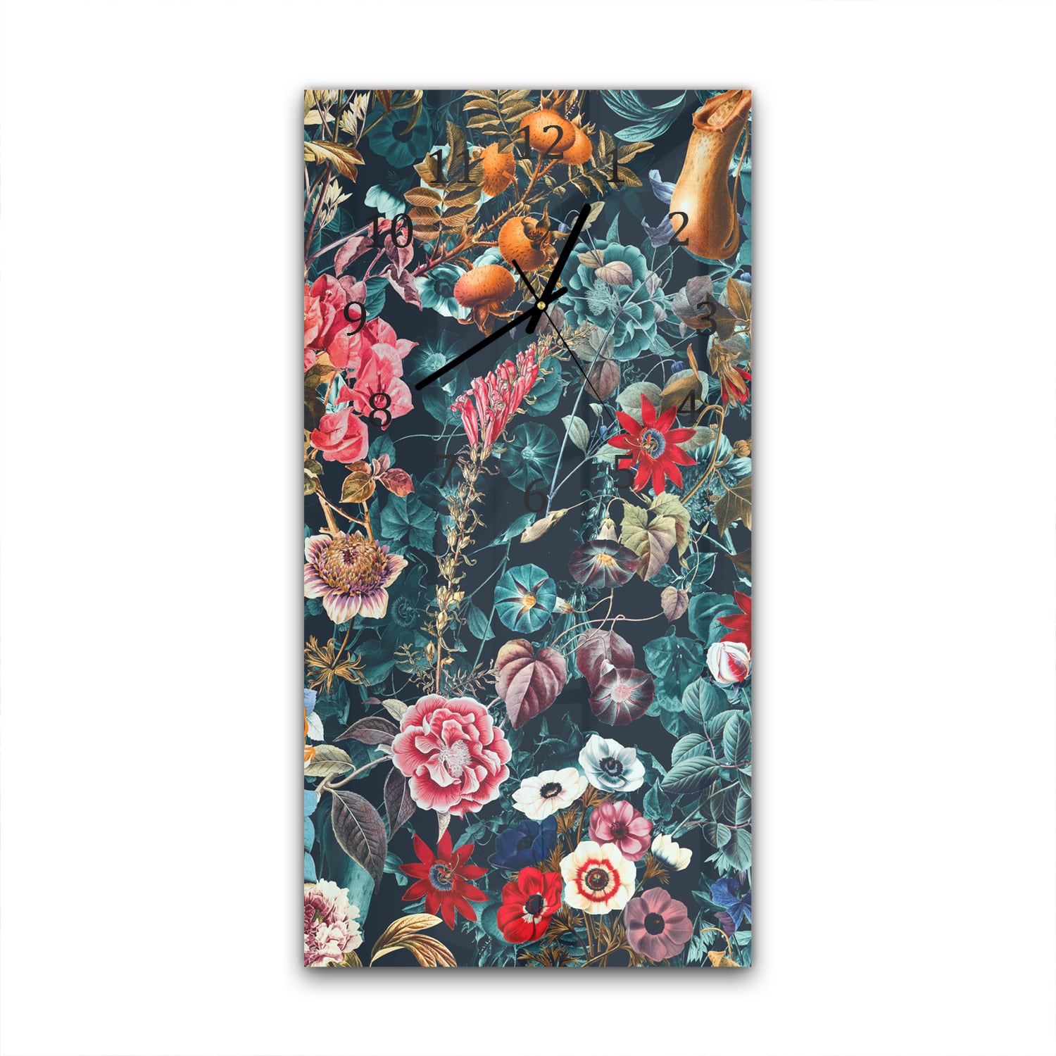 Wanduhr 30x60 - Blumenmuster