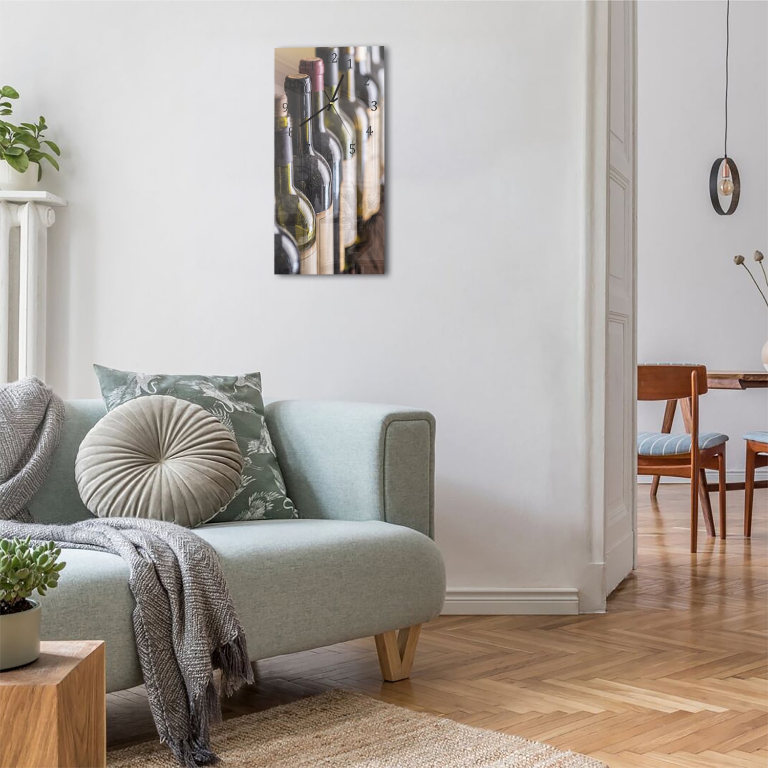 Wanduhr 30x60 - Weinflaschen