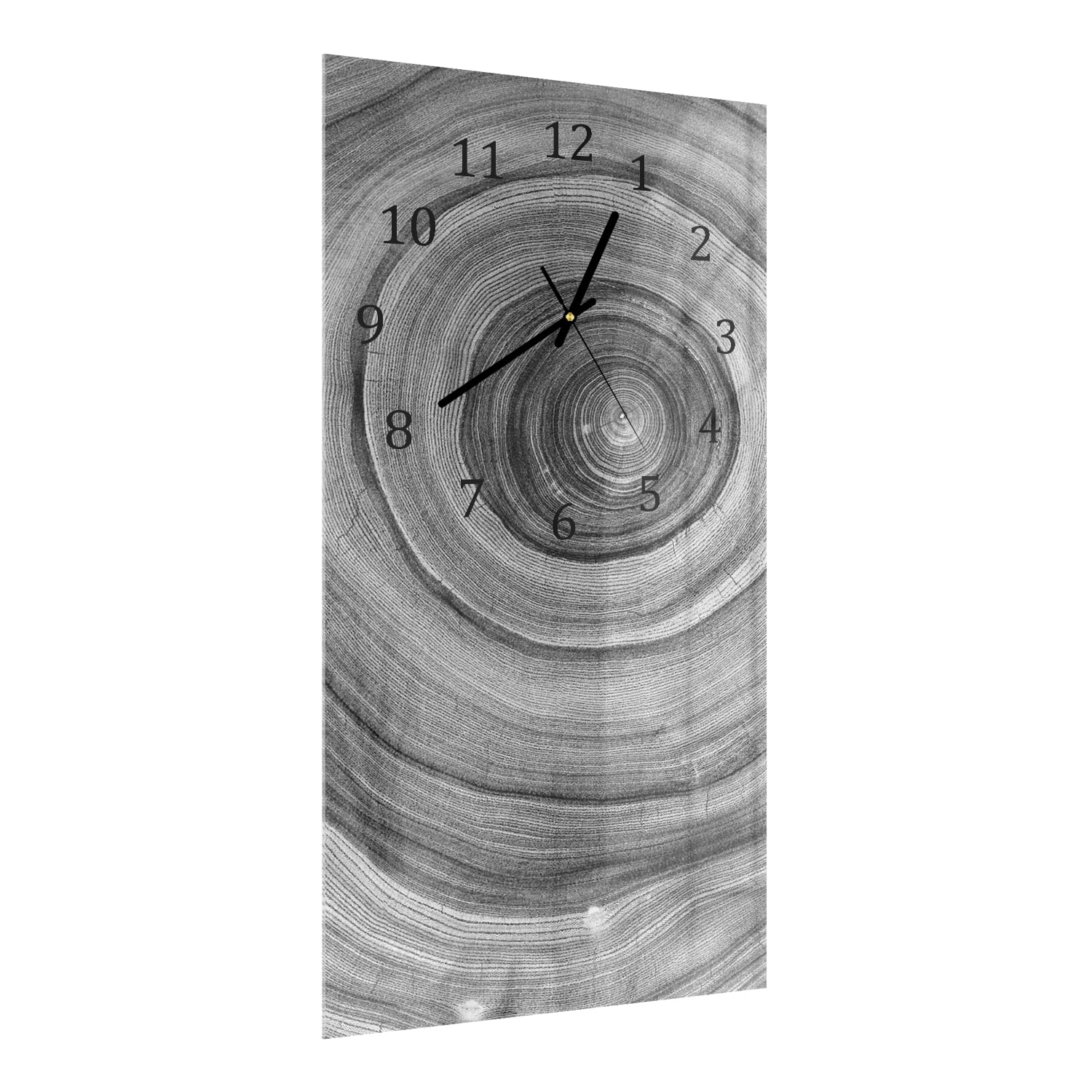 Wanduhr 30x60 - Schwarz-weiße Baumringe