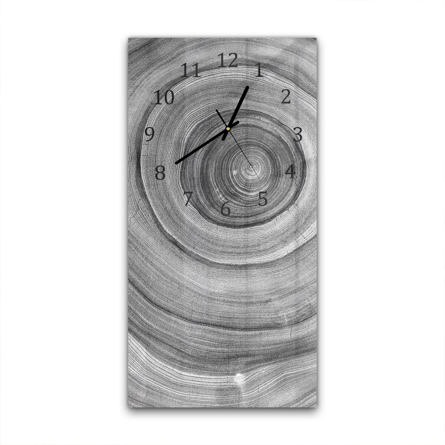 Wanduhr 30x60 - Schwarz-weiße Baumringe