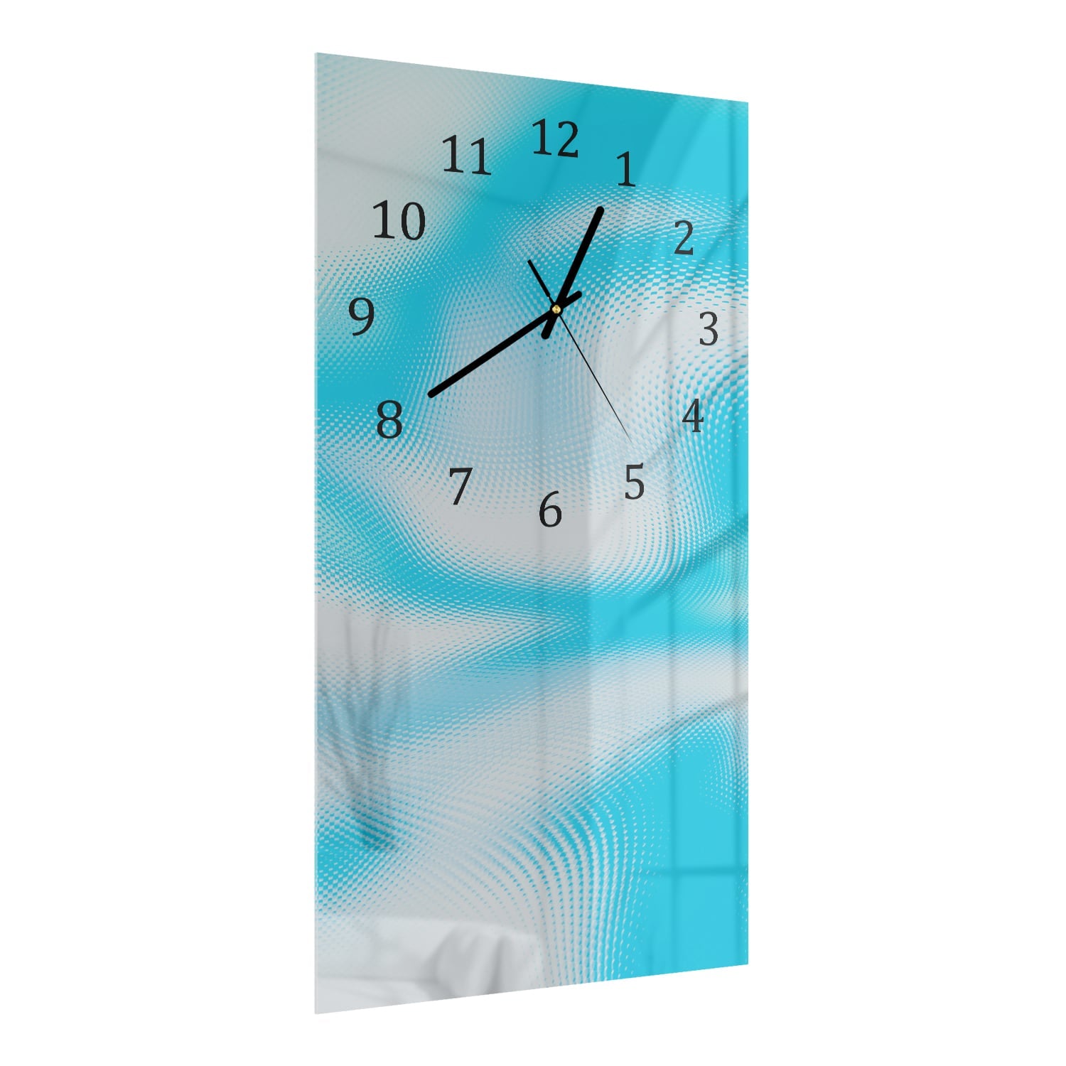 Wanduhr 30x60 - Blau-Weiße Abstraktion