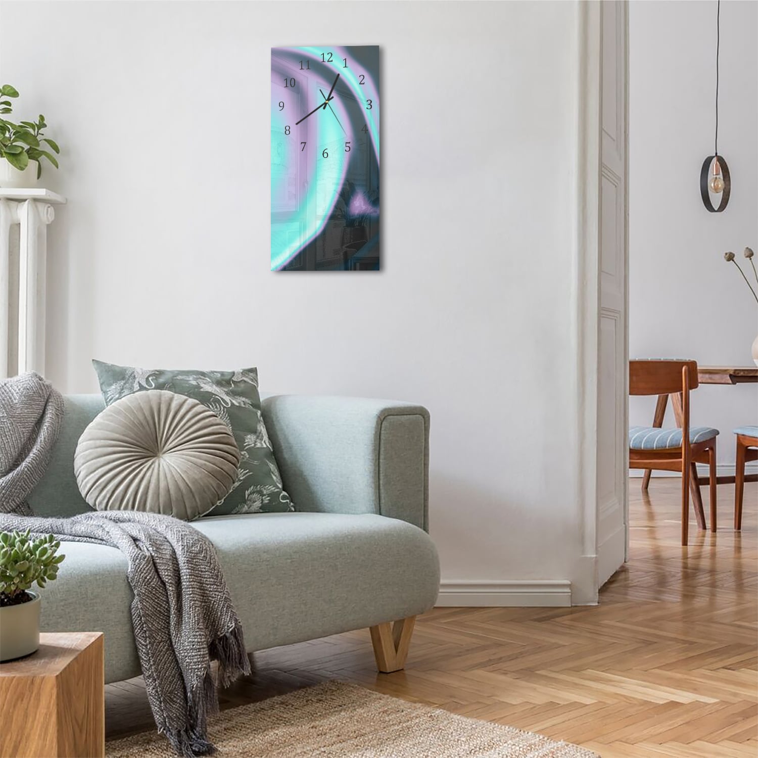 Wanduhr 30x60 - Neonwellen