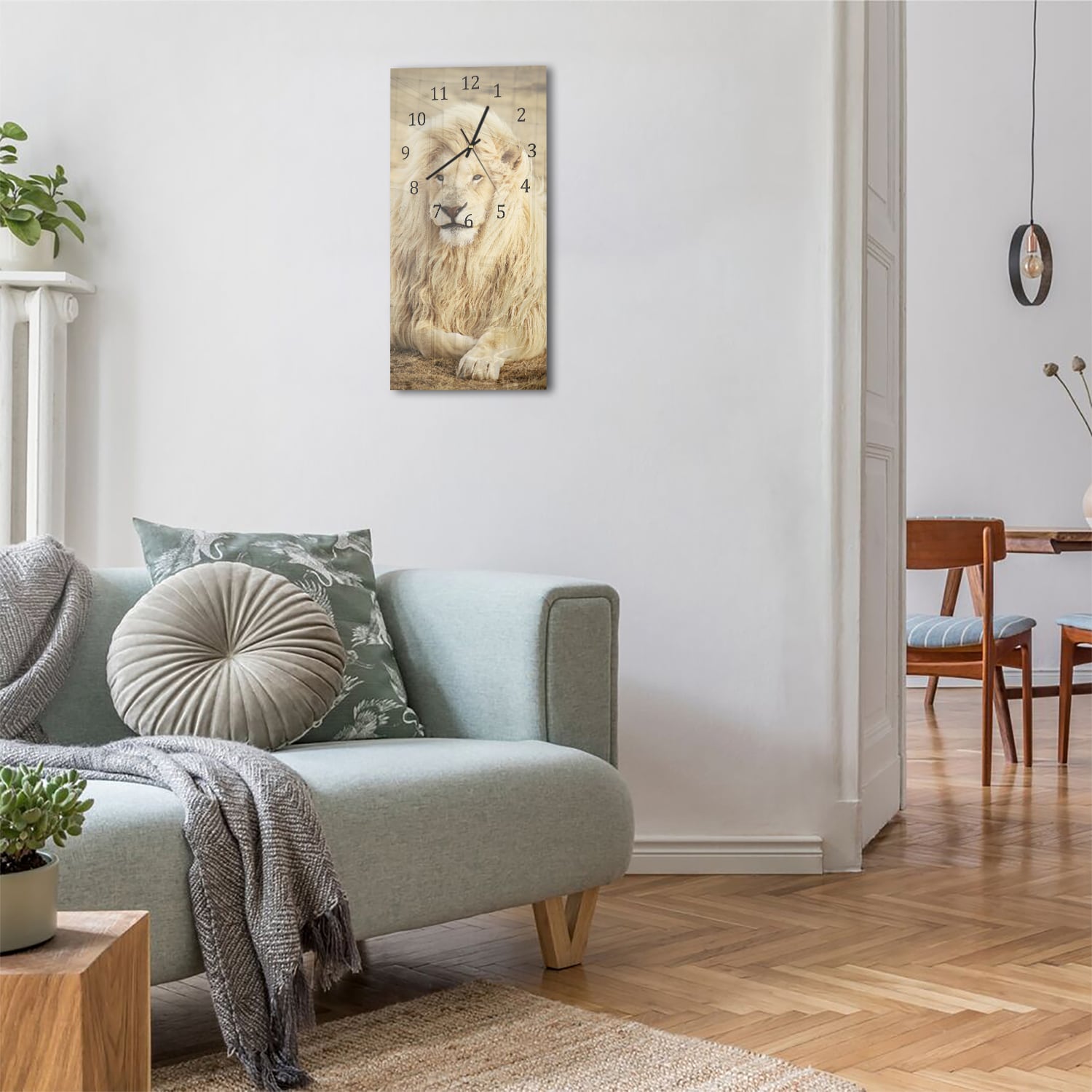 Wanduhr 30x60 - Weißer Löwe