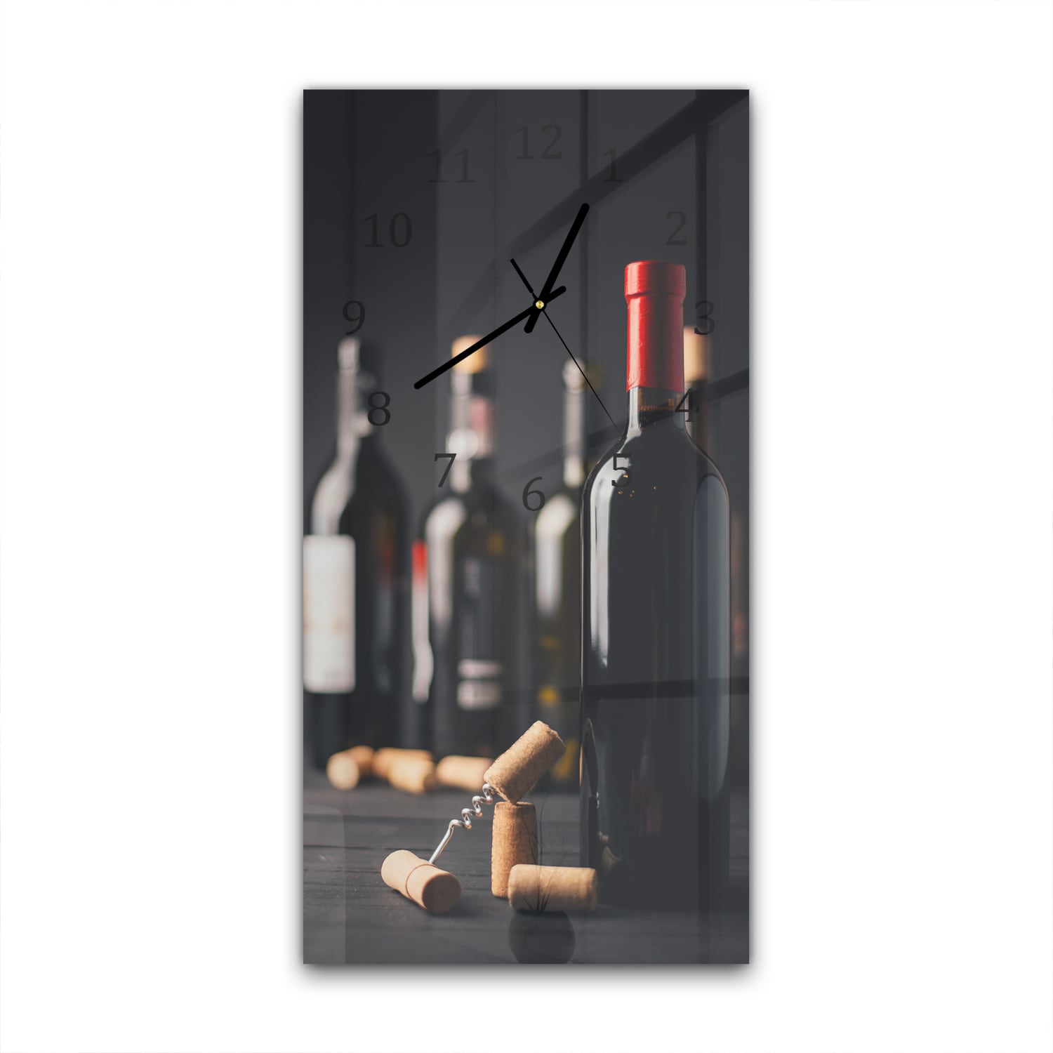 Wanduhr 30x60 - Weinflasche und Korken
