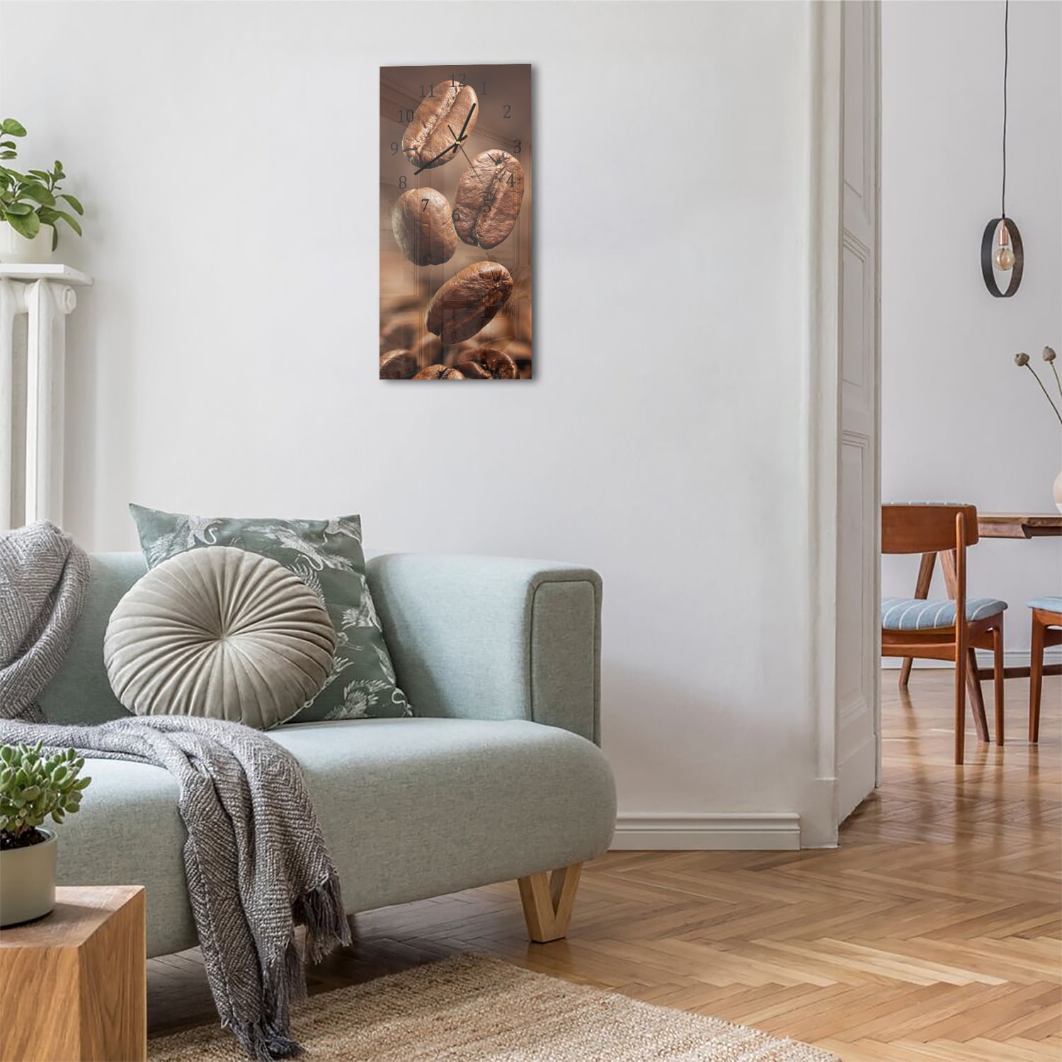 Wanduhr 30x60 - Kaffeebohnen Nahaufnahme