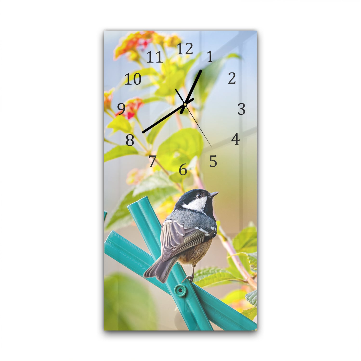 Wanduhr 30x60 - Süße Kohlmeise